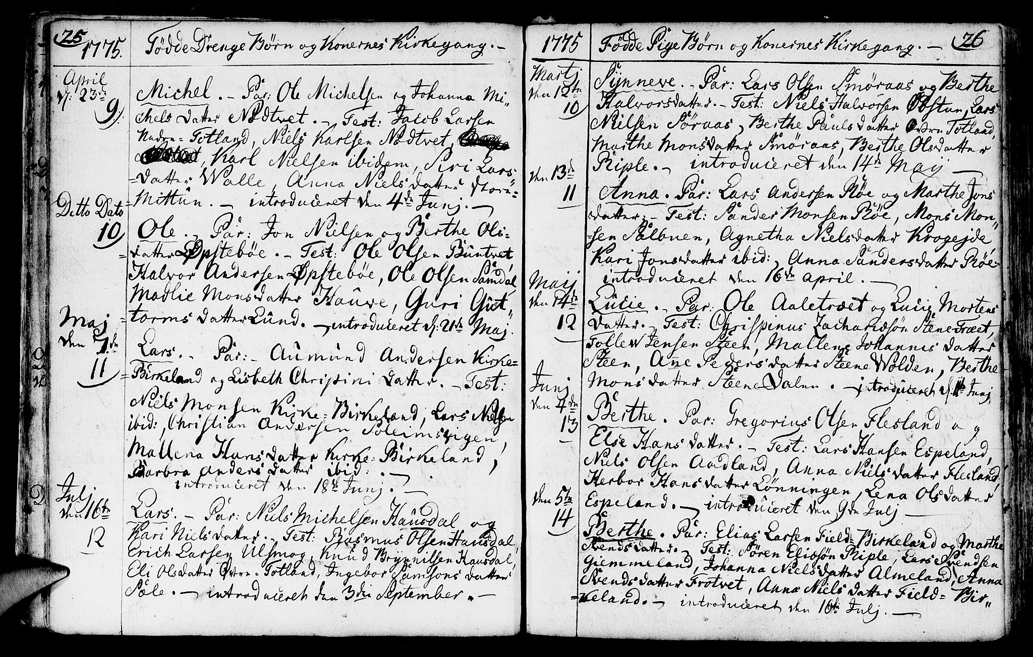 Fana Sokneprestembete, AV/SAB-A-75101/H/Haa/Haaa/L0005: Parish register (official) no. A 5, 1773-1799, p. 25-26