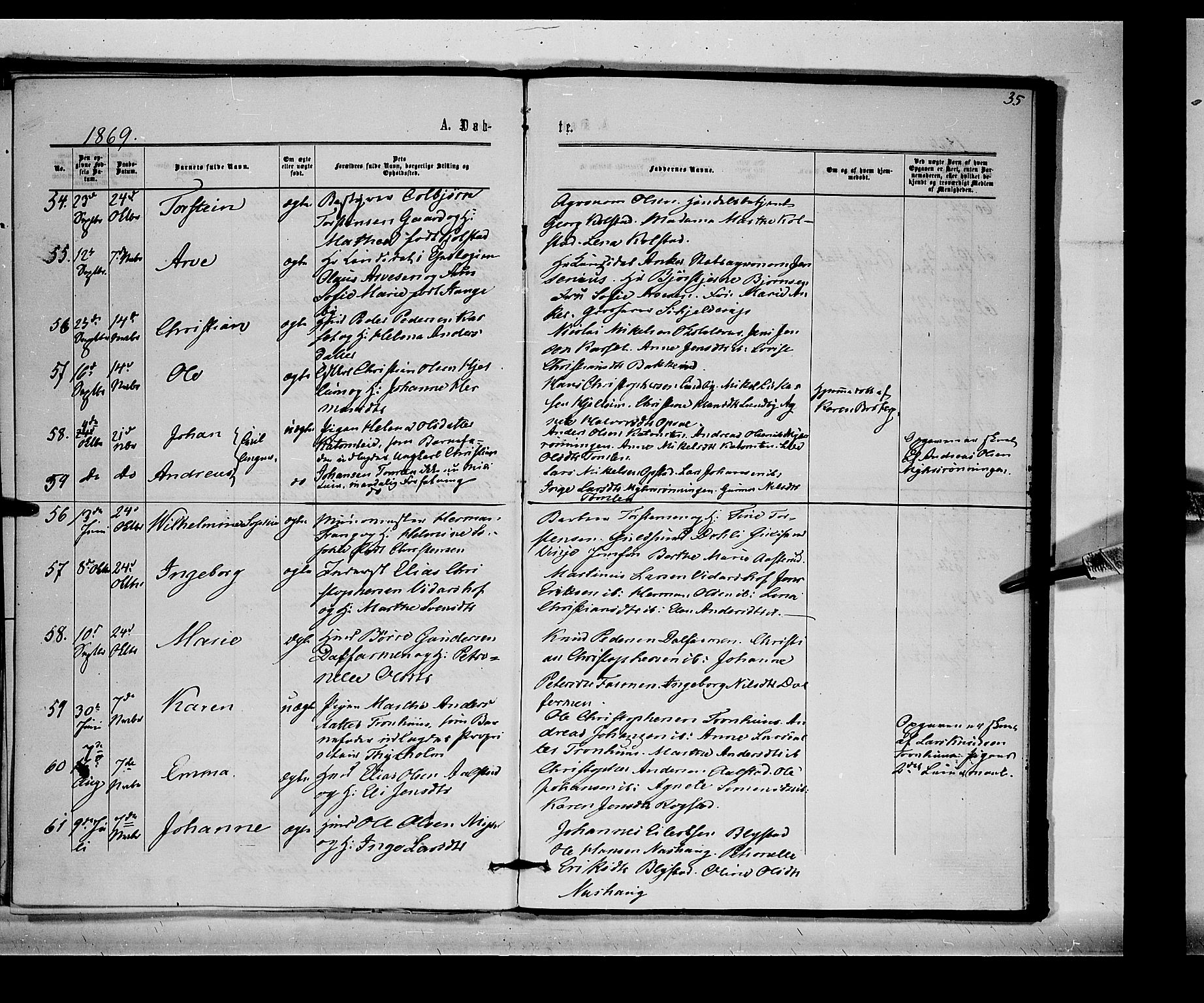 Vang prestekontor, Hedmark, SAH/PREST-008/H/Ha/Haa/L0014: Parish register (official) no. 14, 1866-1870, p. 35