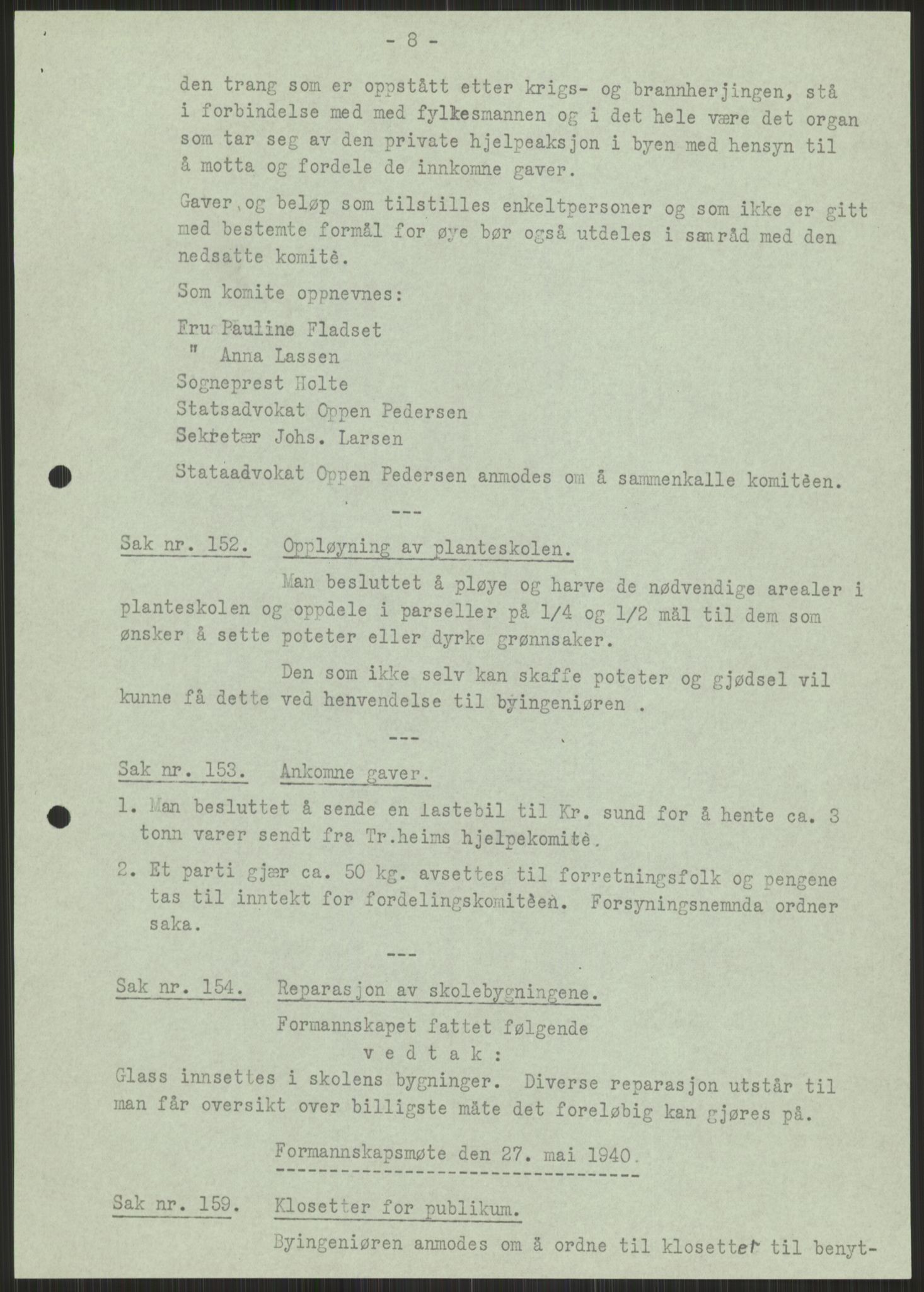 Forsvaret, Forsvarets krigshistoriske avdeling, AV/RA-RAFA-2017/Y/Ya/L0015: II-C-11-31 - Fylkesmenn.  Rapporter om krigsbegivenhetene 1940., 1940, p. 724