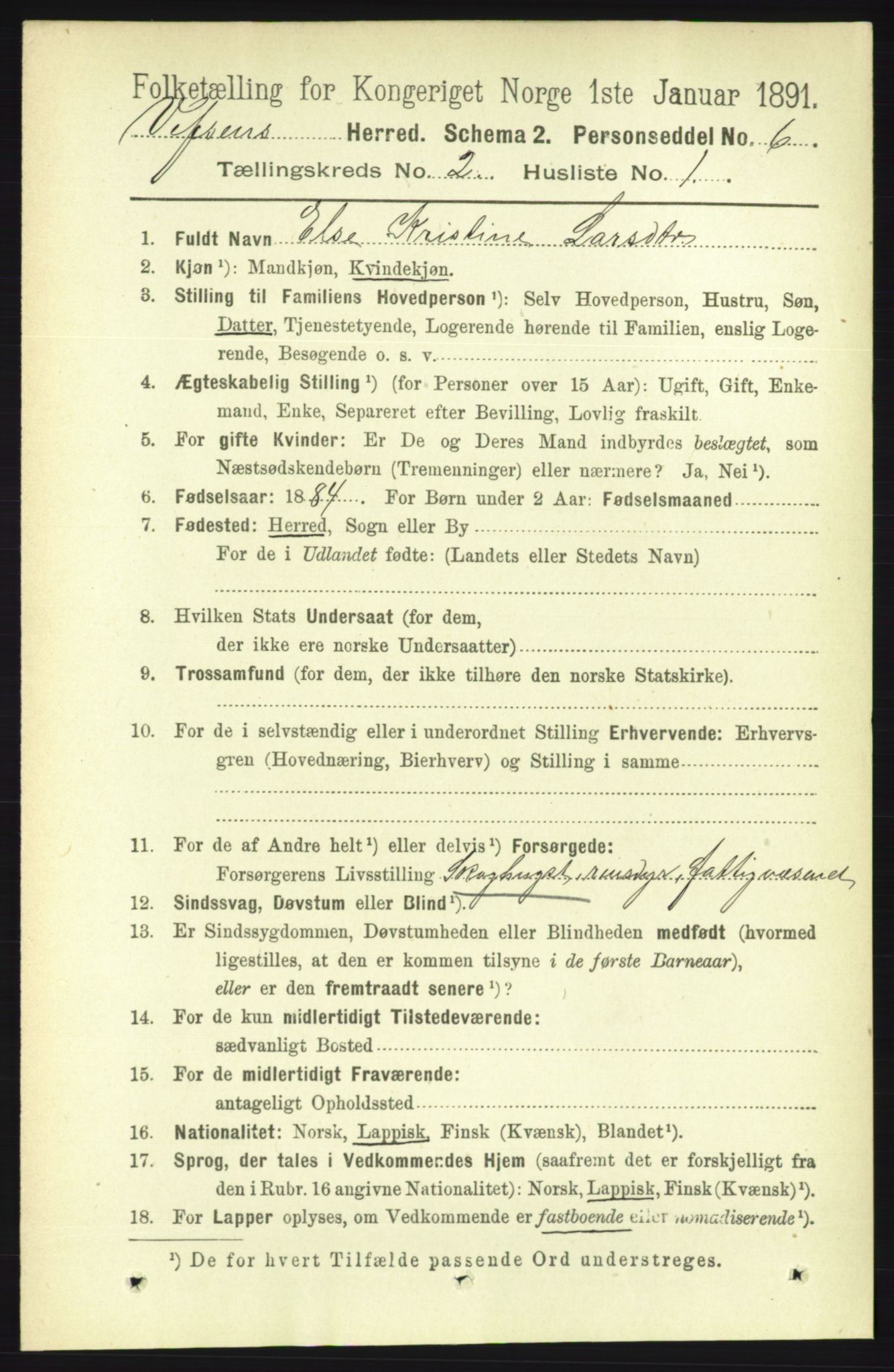 RA, 1891 census for 1824 Vefsn, 1891, p. 628