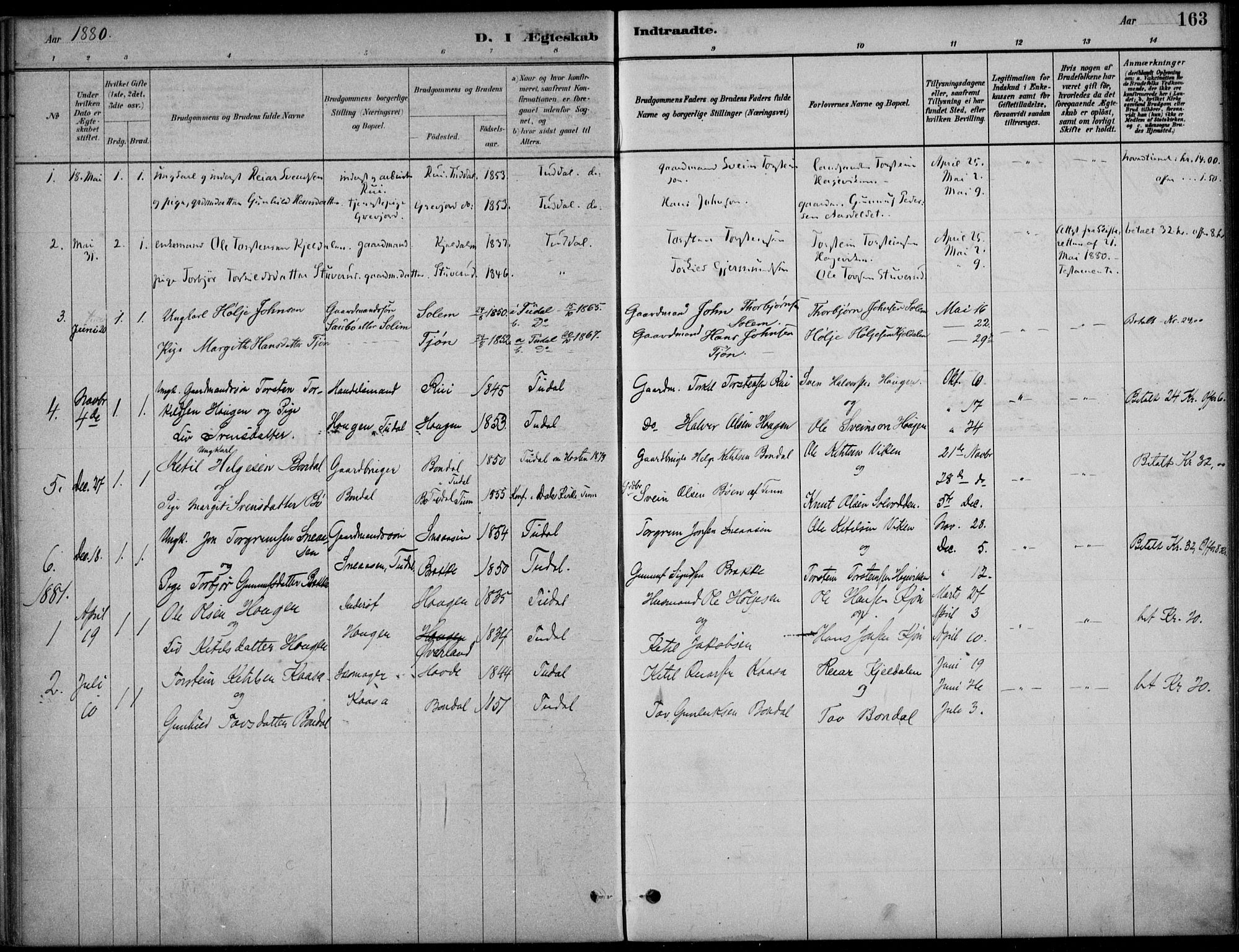 Hjartdal kirkebøker, AV/SAKO-A-270/F/Fc/L0002: Parish register (official) no. III 2, 1880-1936, p. 163
