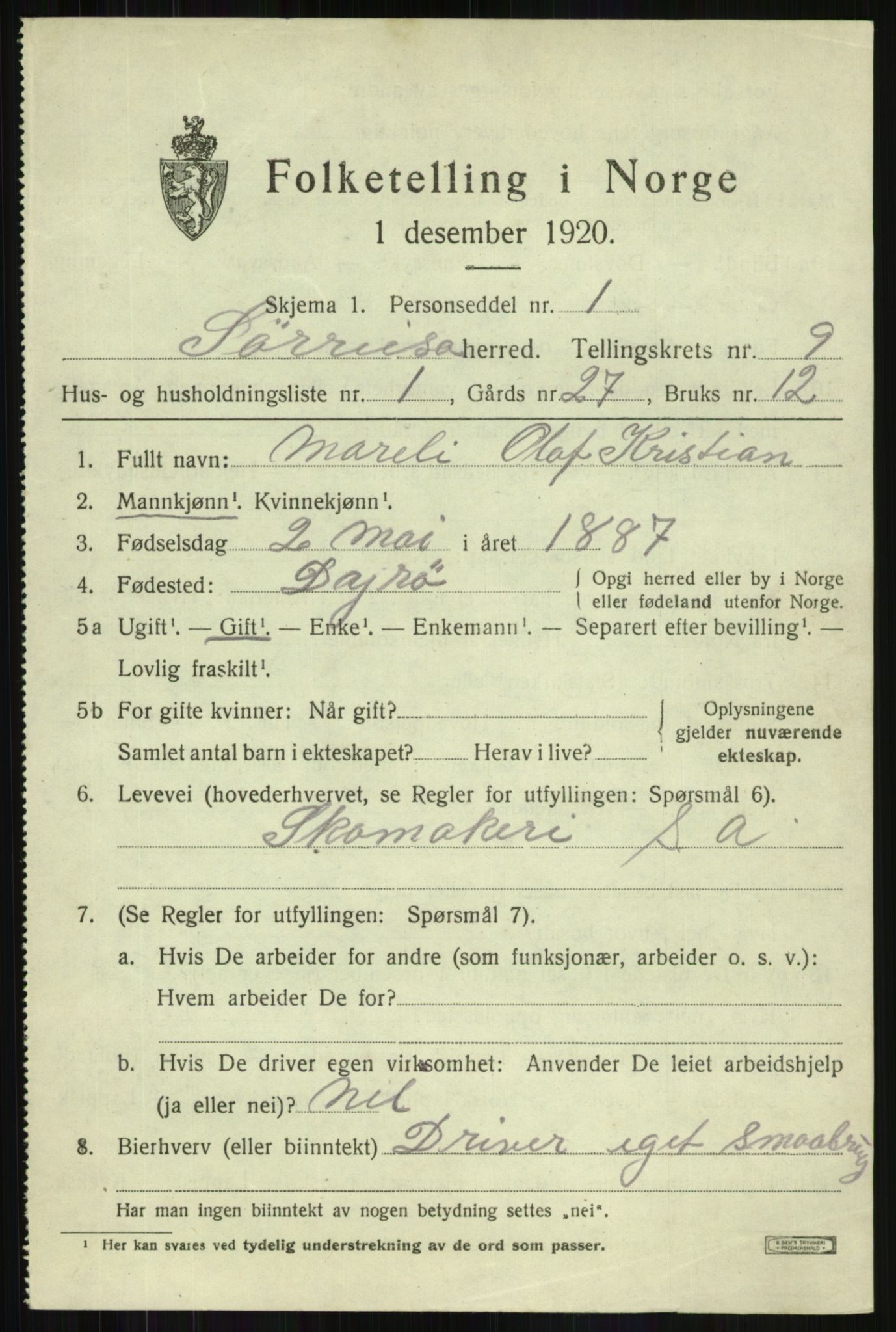 SATØ, 1920 census for Sørreisa, 1920, p. 4029