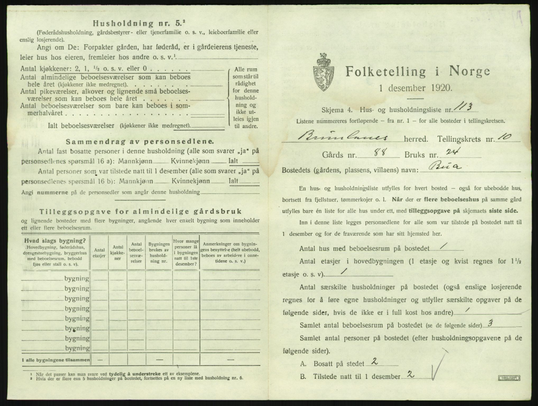 SAKO, 1920 census for Brunlanes, 1920, p. 1471