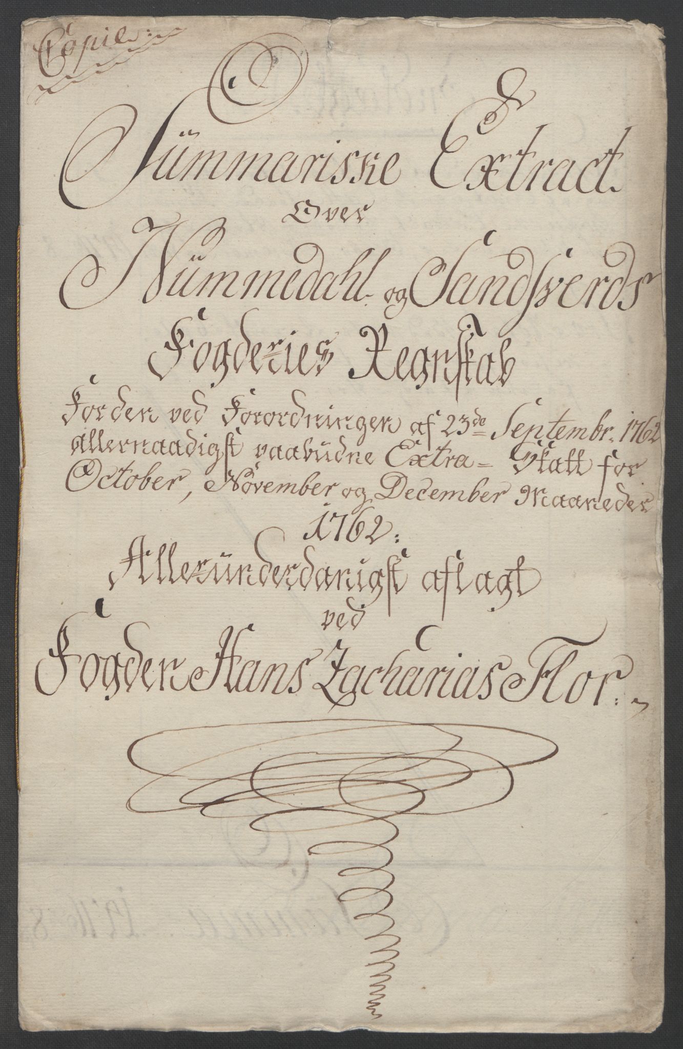 Rentekammeret inntil 1814, Reviderte regnskaper, Fogderegnskap, AV/RA-EA-4092/R24/L1672: Ekstraskatten Numedal og Sandsvær, 1762-1767, p. 8