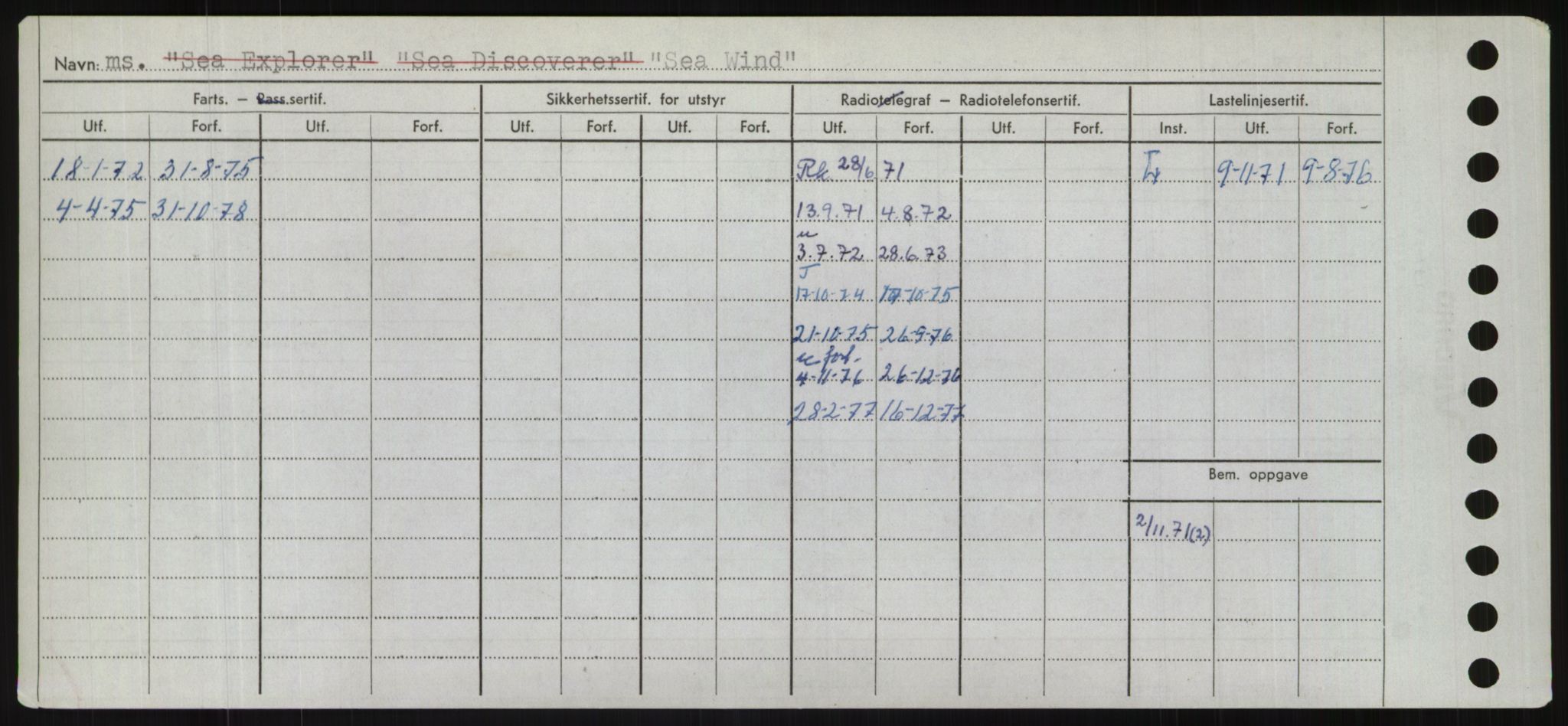 Sjøfartsdirektoratet med forløpere, Skipsmålingen, RA/S-1627/H/Hd/L0032: Fartøy, San-Seve, p. 326