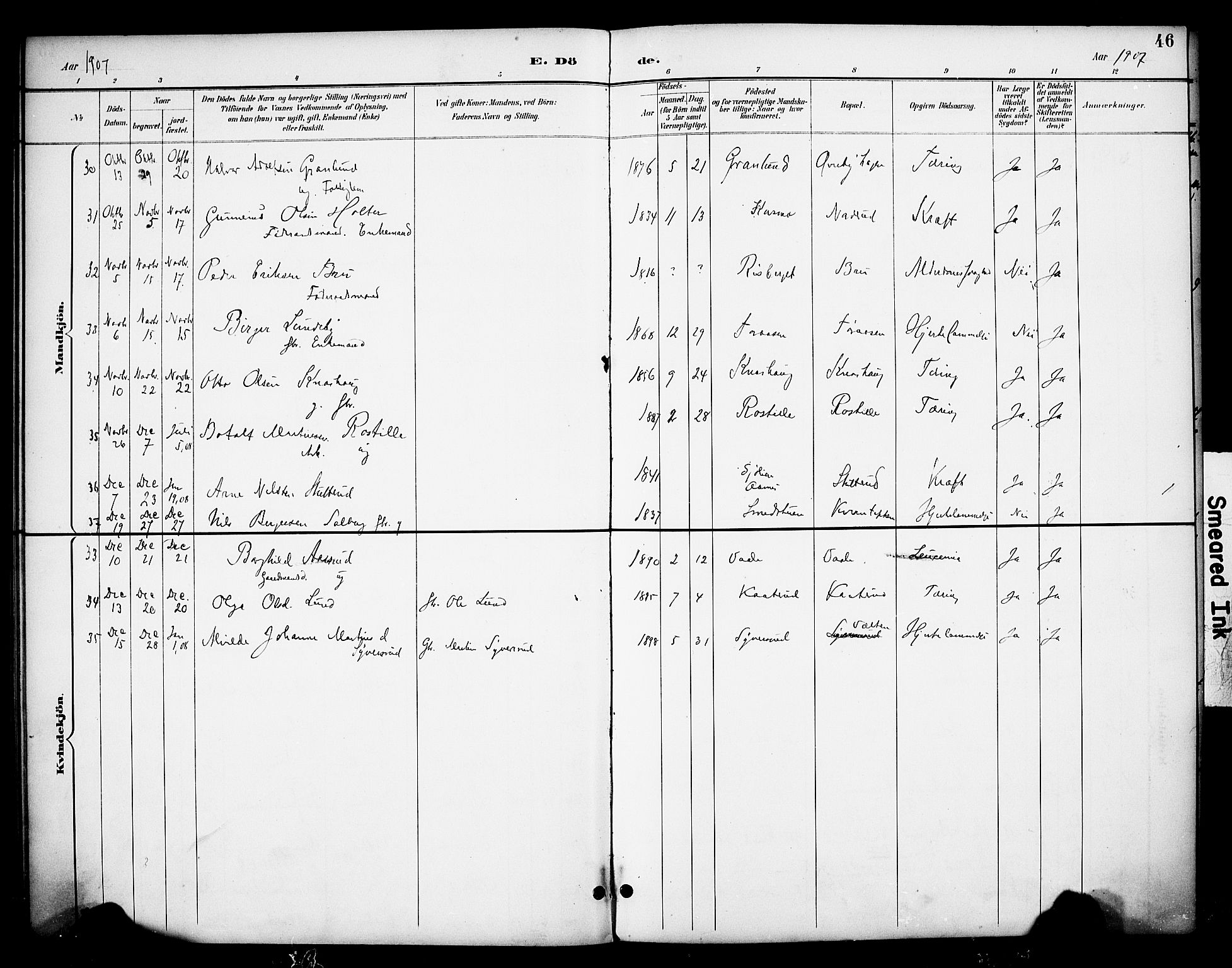 Våler prestekontor, Hedmark, AV/SAH-PREST-040/H/Ha/Haa/L0006: Parish register (official) no. 6, 1894-1908, p. 46