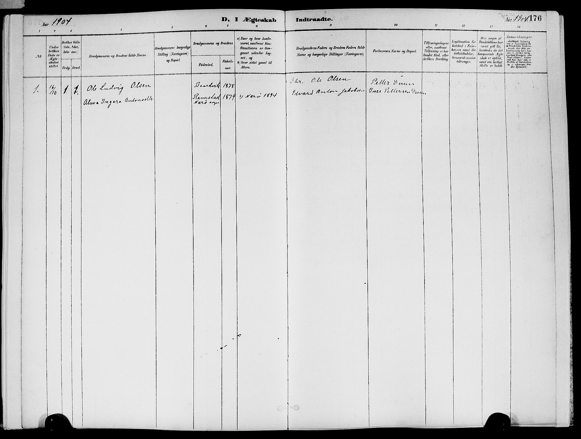 Ministerialprotokoller, klokkerbøker og fødselsregistre - Nord-Trøndelag, AV/SAT-A-1458/773/L0617: Parish register (official) no. 773A08, 1887-1910, p. 176