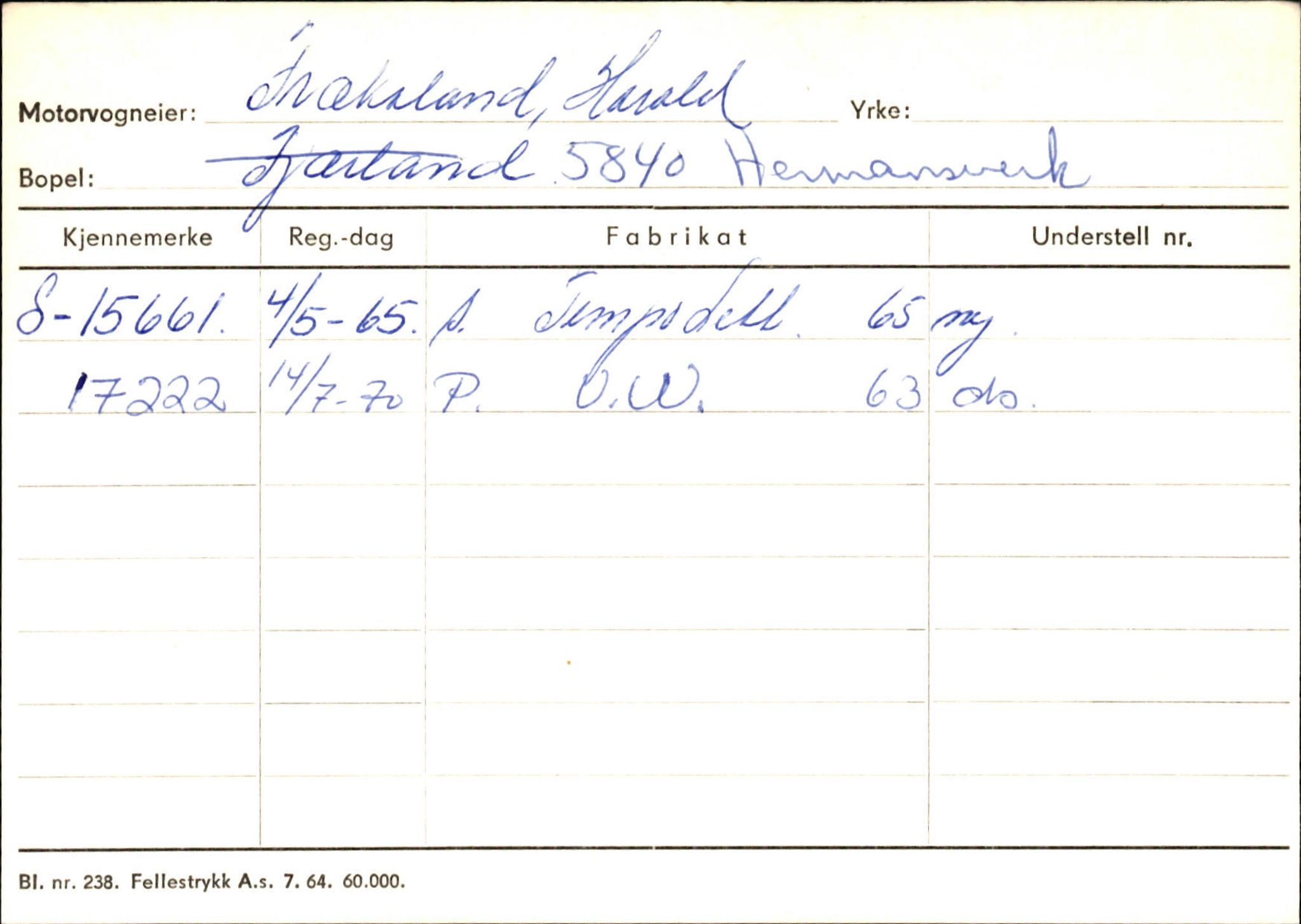 Statens vegvesen, Sogn og Fjordane vegkontor, SAB/A-5301/4/F/L0126: Eigarregister Fjaler M-Å. Leikanger A-Å, 1945-1975, p. 1183