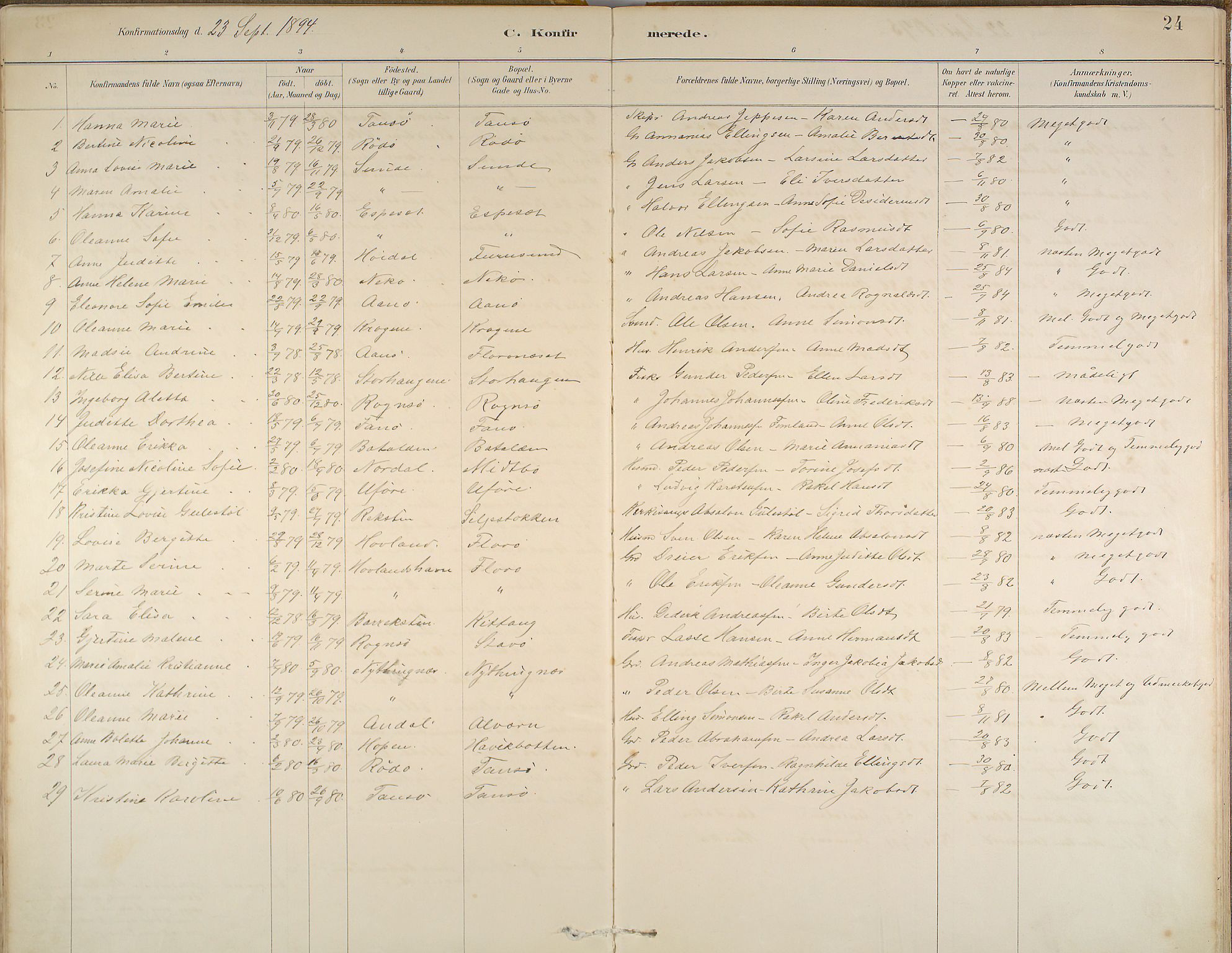 Kinn sokneprestembete, SAB/A-80801/H/Haa/Haab/L0006: Parish register (official) no. B 6, 1883-1925, p. 24