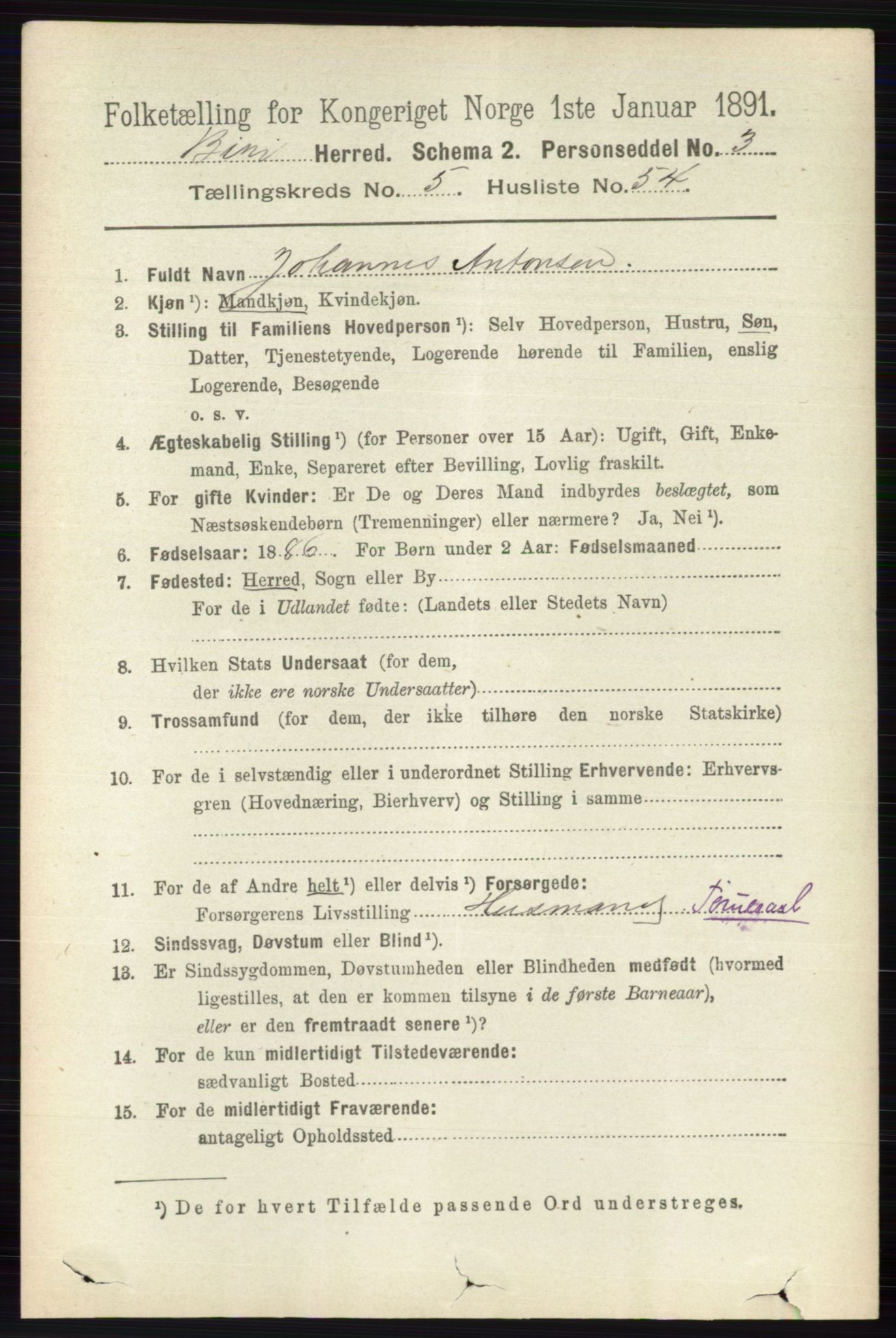 RA, 1891 census for 0525 Biri, 1891, p. 2073