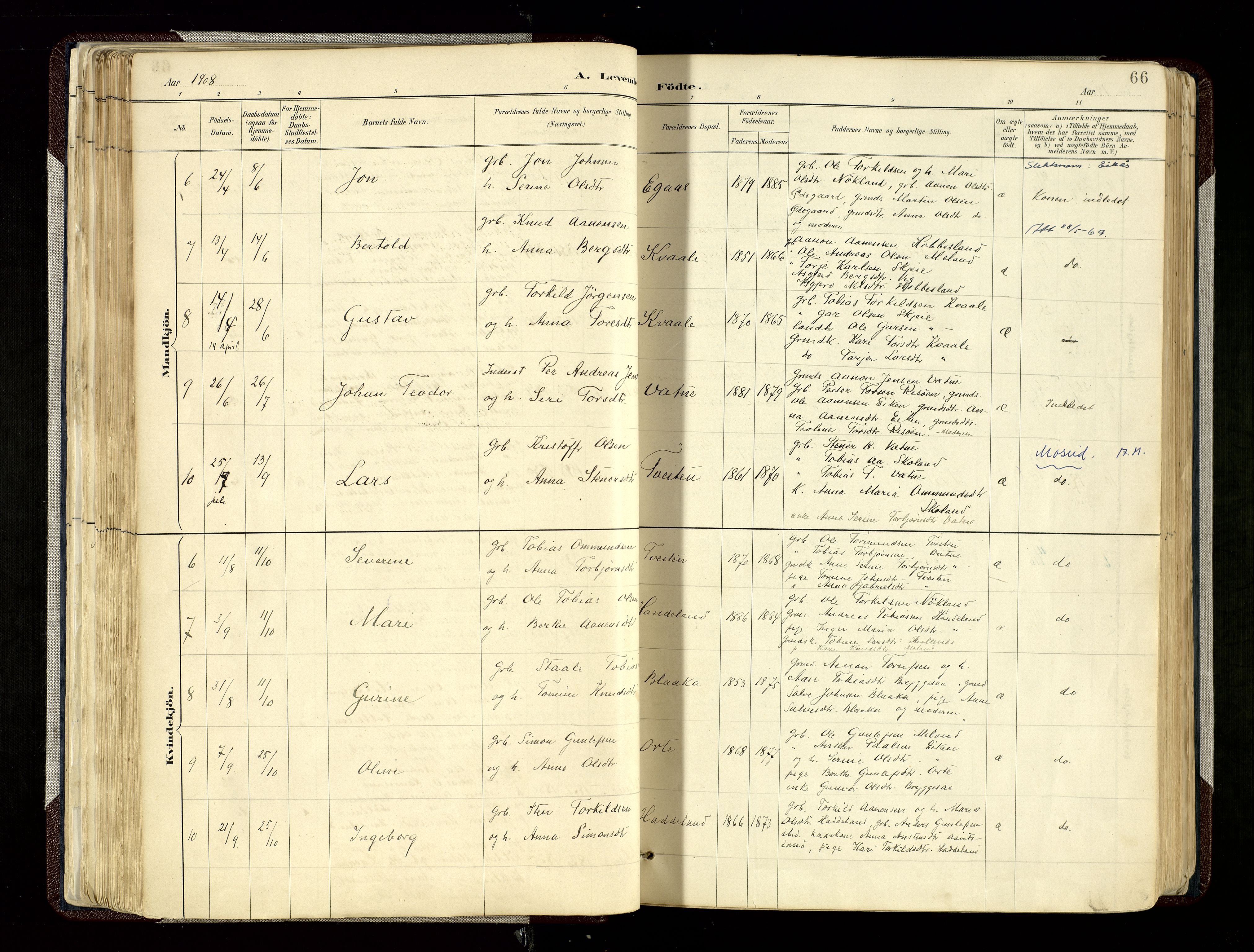 Hægebostad sokneprestkontor, SAK/1111-0024/F/Fa/Fab/L0004: Parish register (official) no. A 4, 1887-1929, p. 66