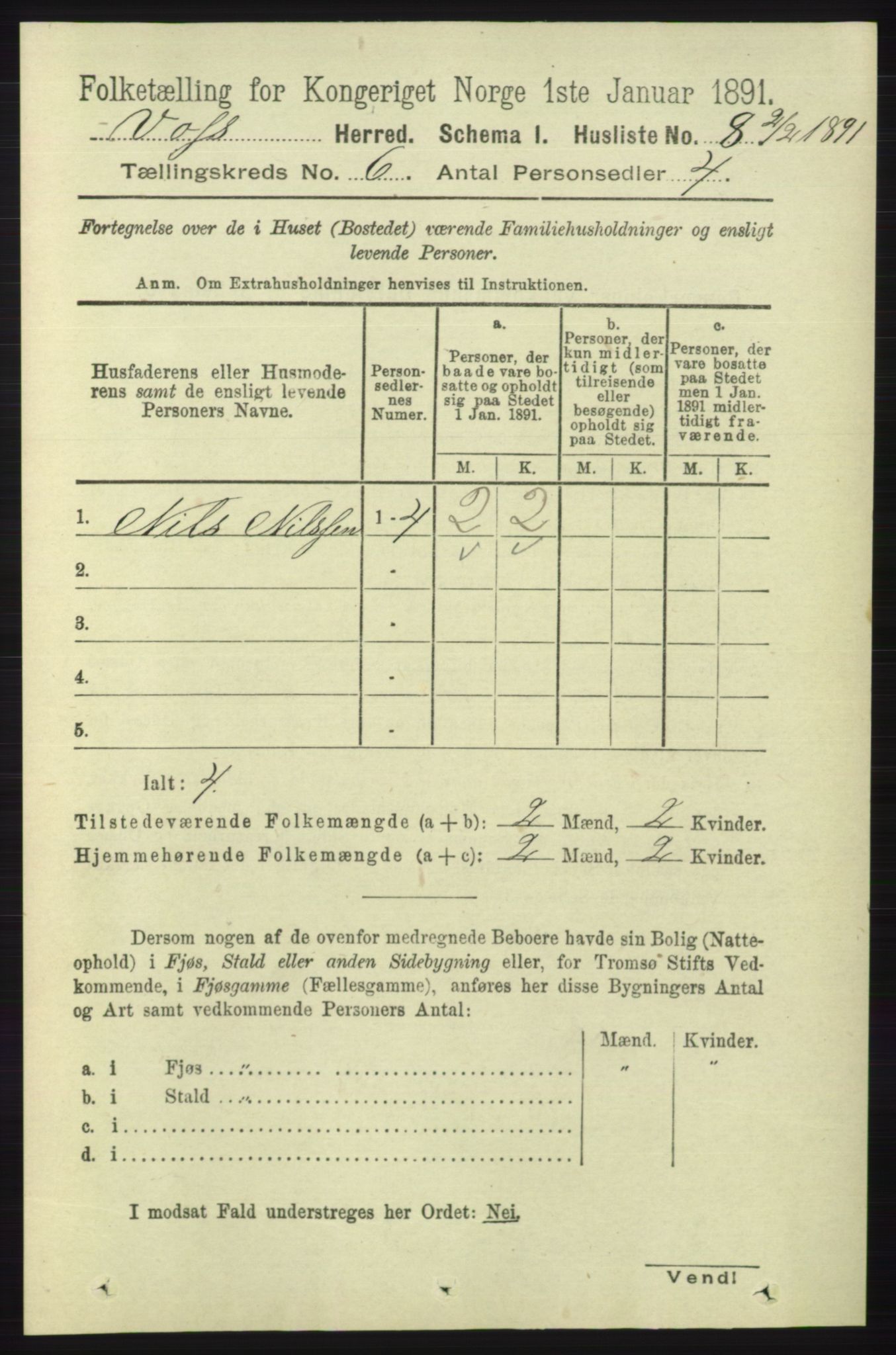 RA, 1891 census for 1235 Voss, 1891, p. 3224