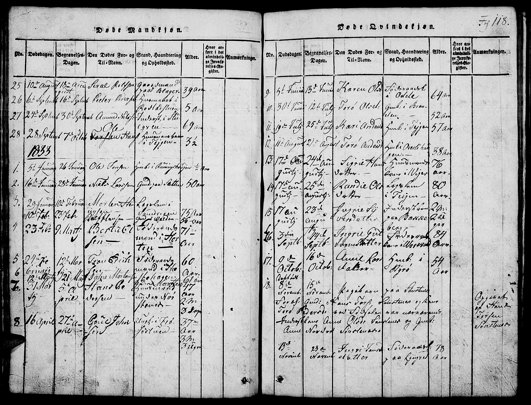 Lom prestekontor, SAH/PREST-070/L/L0001: Parish register (copy) no. 1, 1815-1836, p. 118