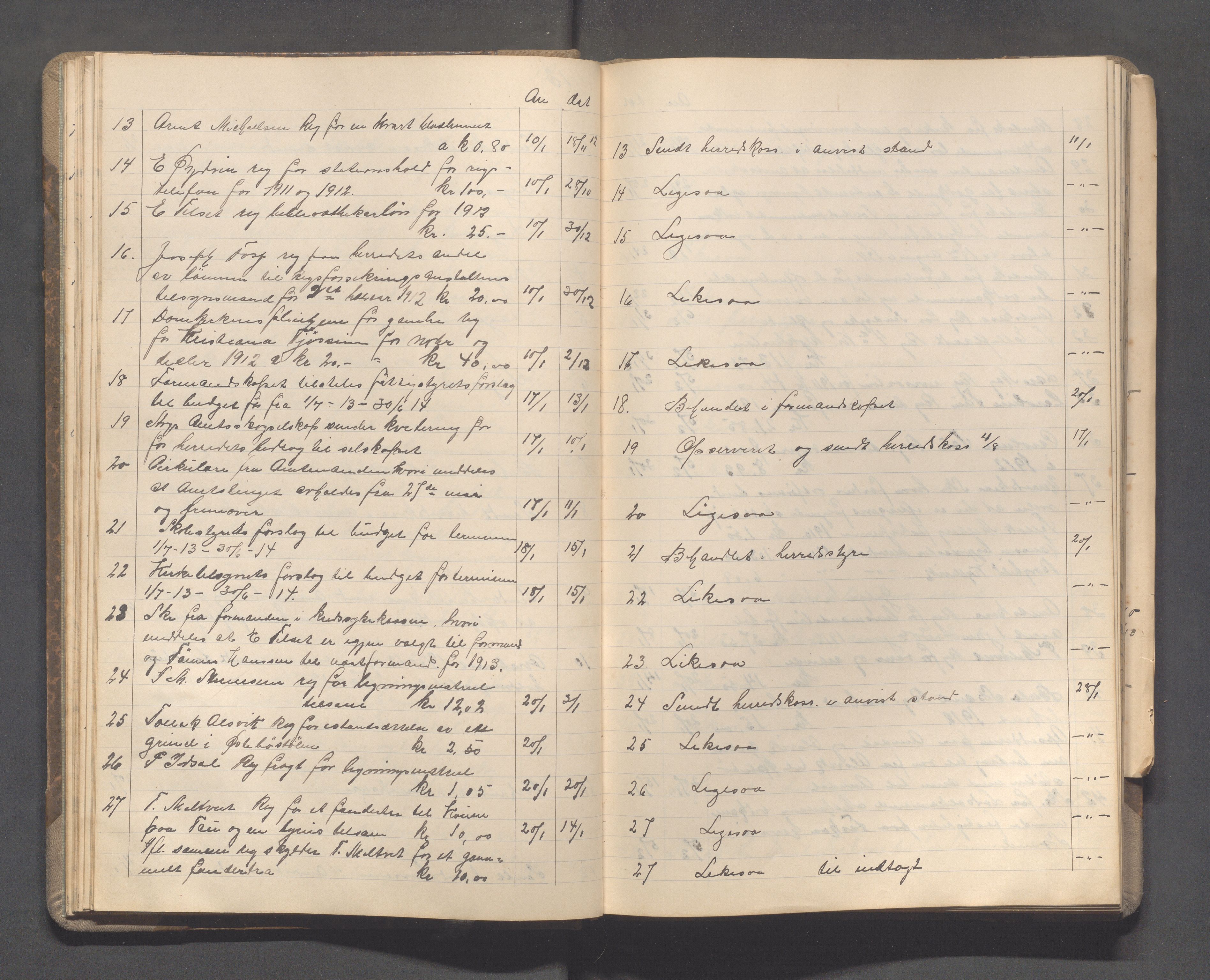 Strand kommune - Formannskapet/Rådmannskontoret, IKAR/A-104/C/Ca/L0003: Journal, 1911-1916, p. 28