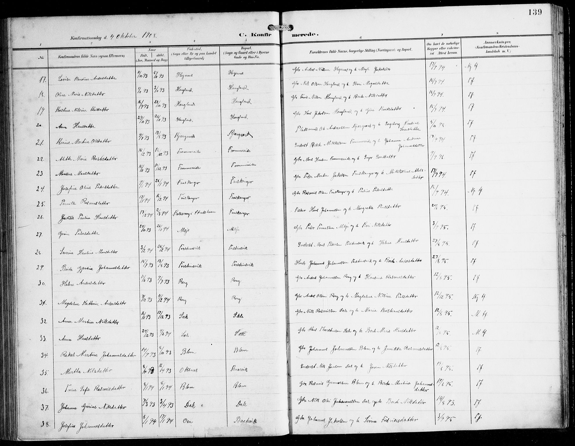 Herdla Sokneprestembete, AV/SAB-A-75701/H/Hab: Parish register (copy) no. C 1, 1900-1913, p. 139