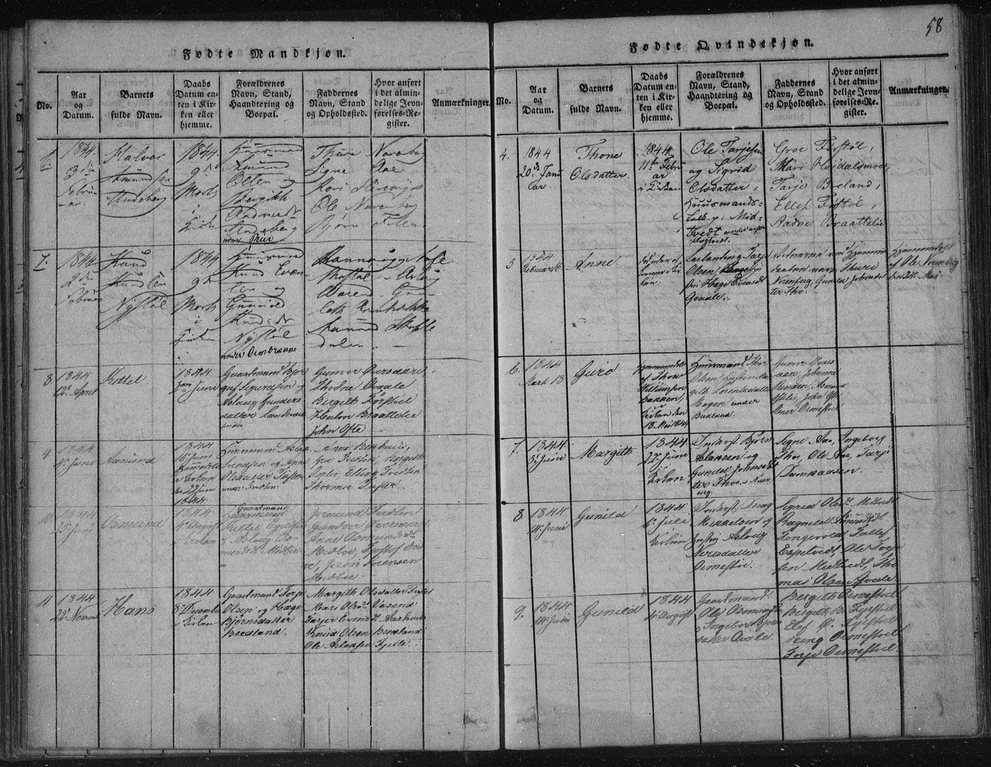 Lårdal kirkebøker, SAKO/A-284/F/Fc/L0001: Parish register (official) no. III 1, 1815-1860, p. 58