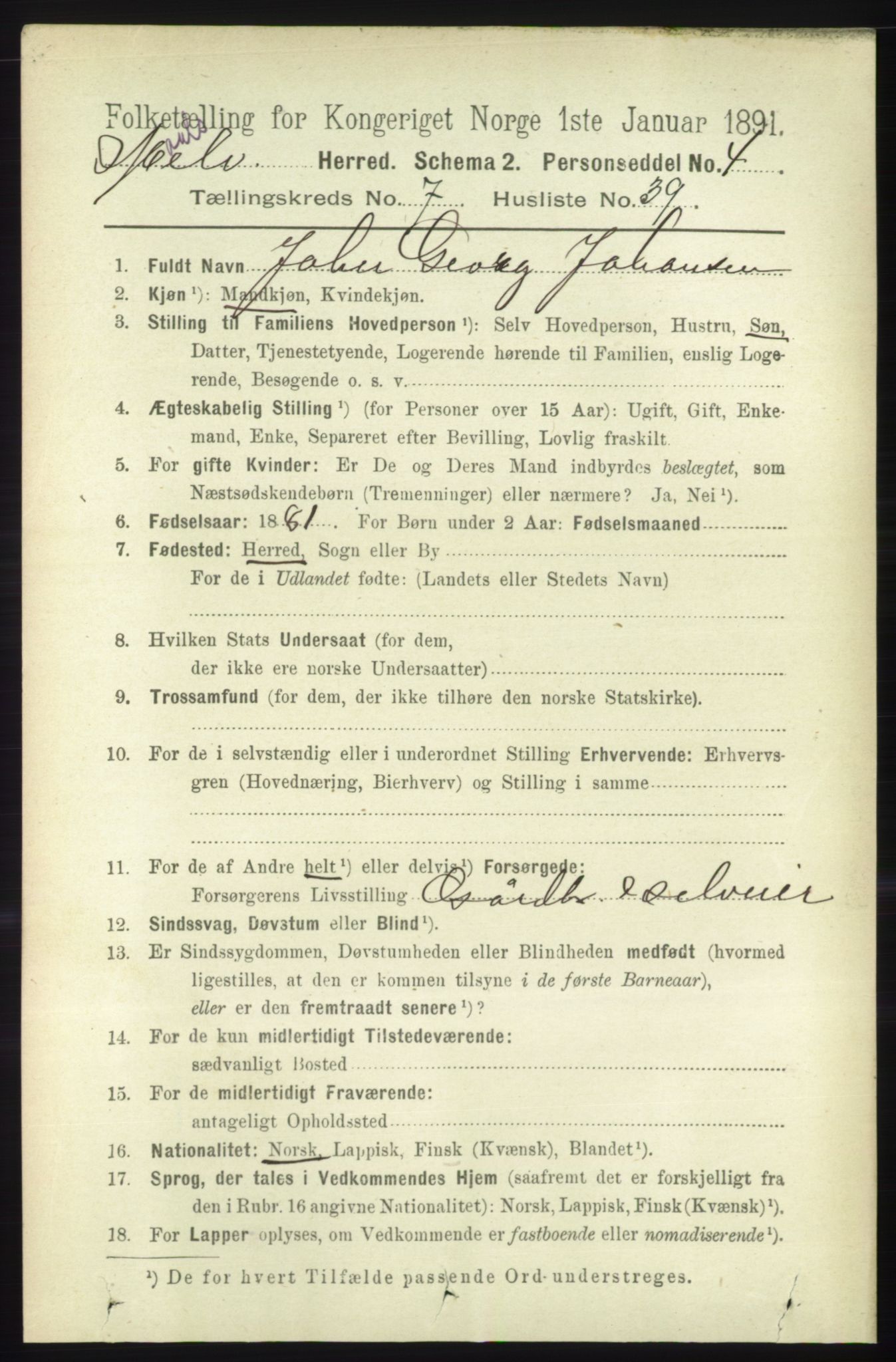 RA, 1891 census for 1924 Målselv, 1891, p. 2496