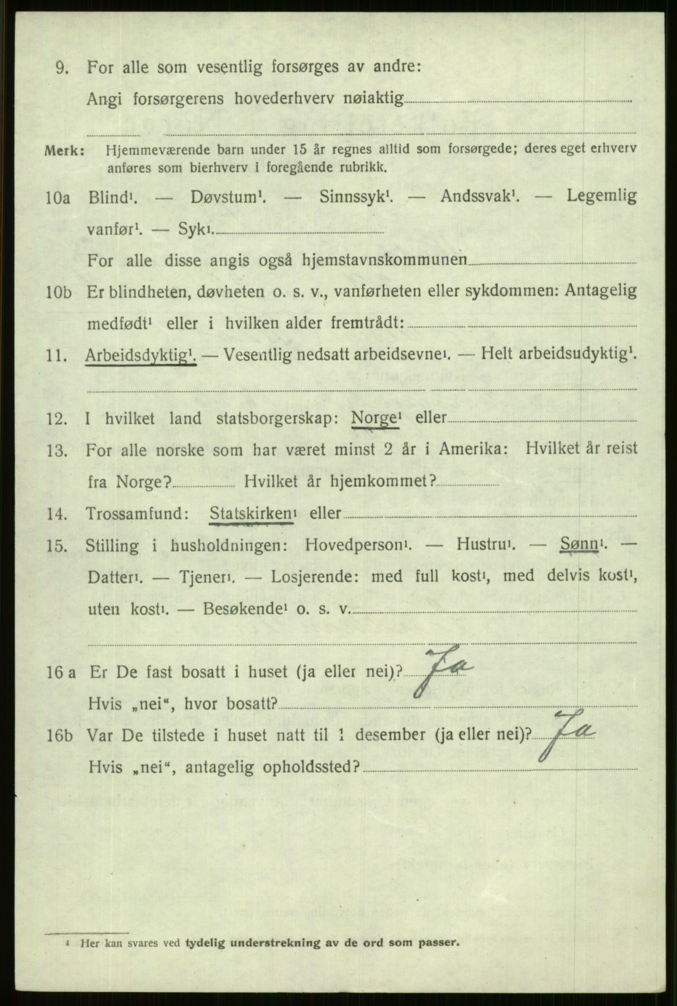 SAB, 1920 census for Voss, 1920, p. 19252