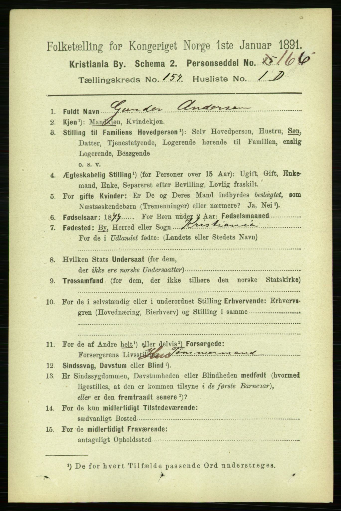 RA, 1891 census for 0301 Kristiania, 1891, p. 87410