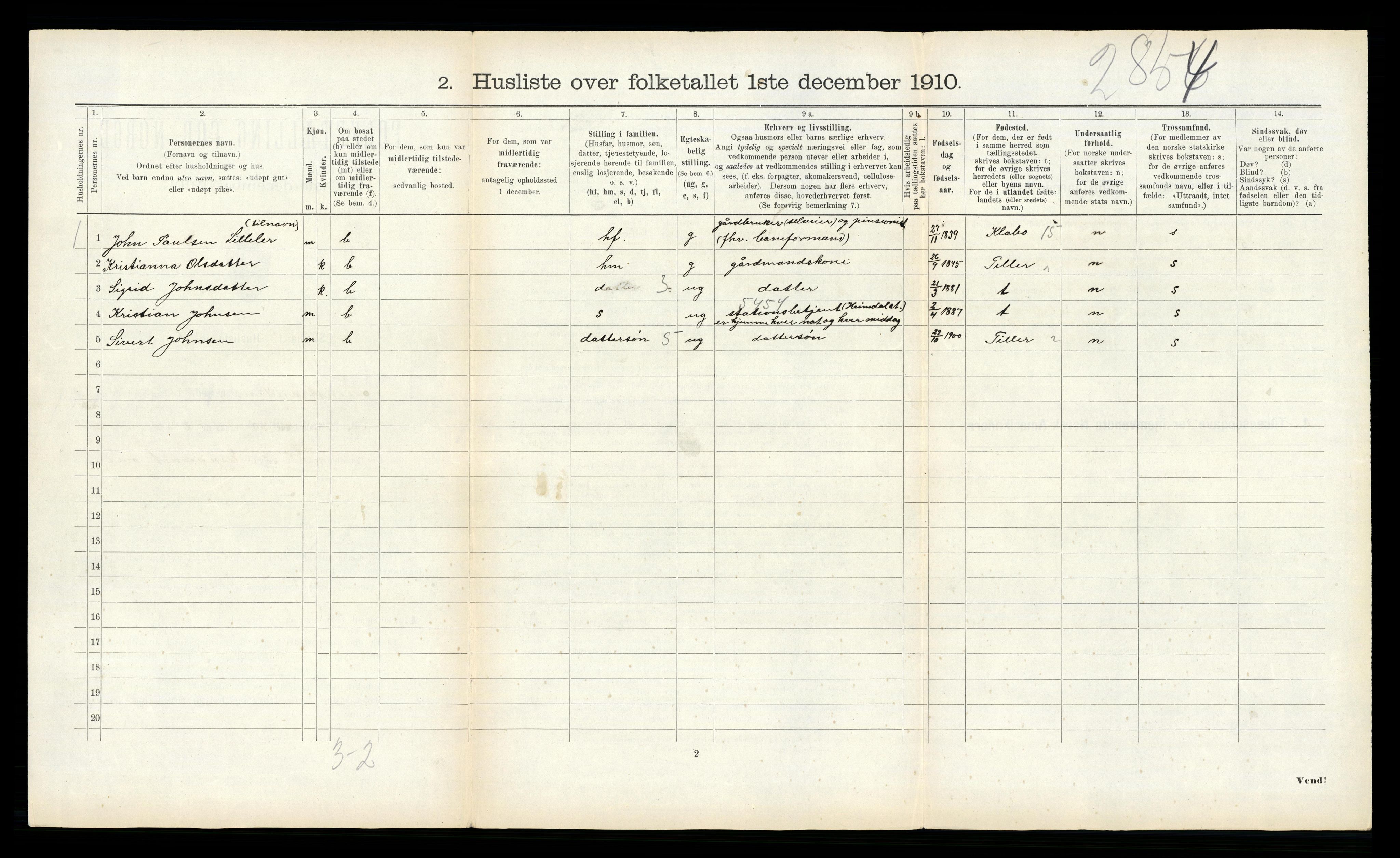 RA, 1910 census for Leinstrand, 1910, p. 116