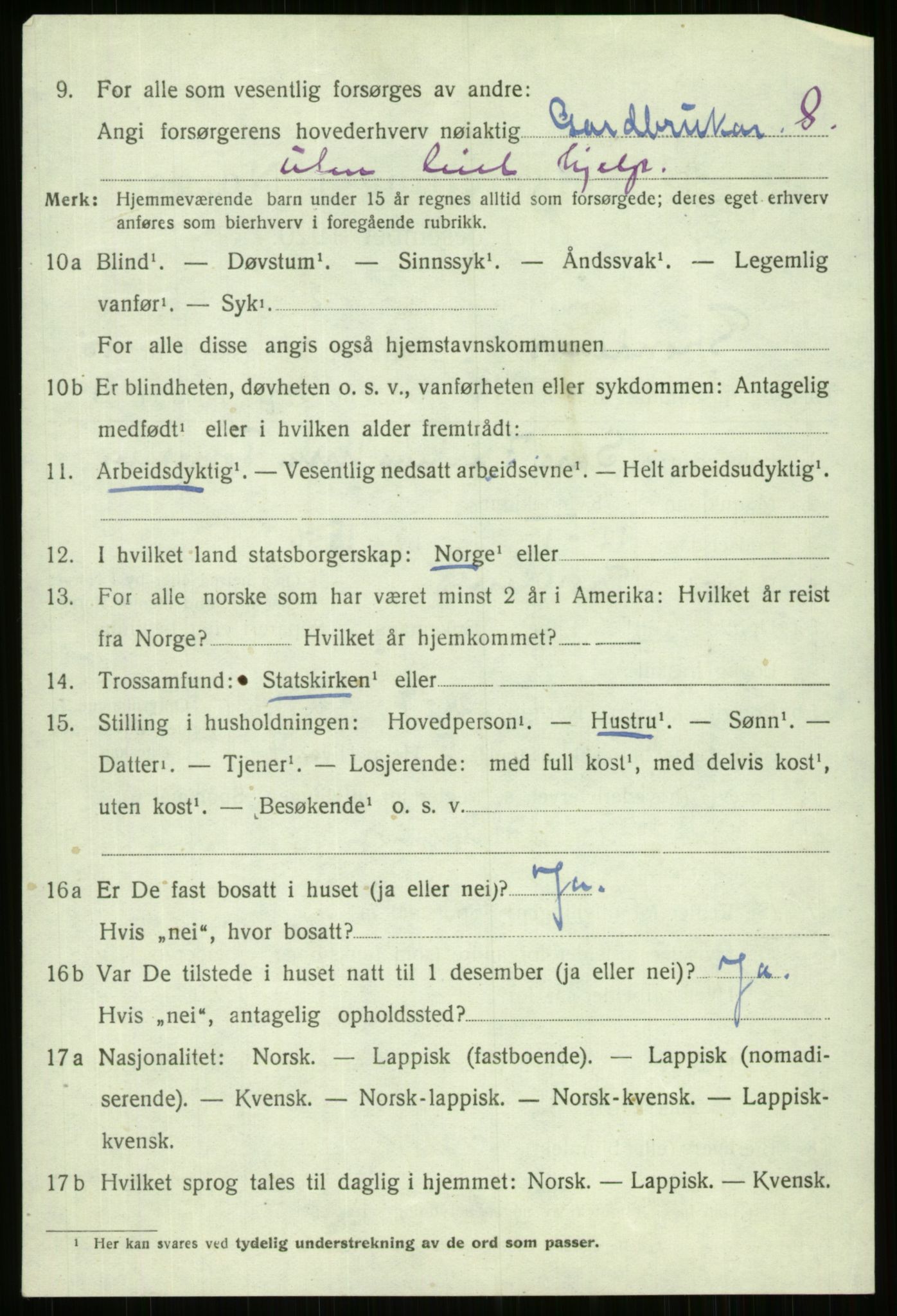 SATØ, 1920 census for Trondenes, 1920, p. 10998