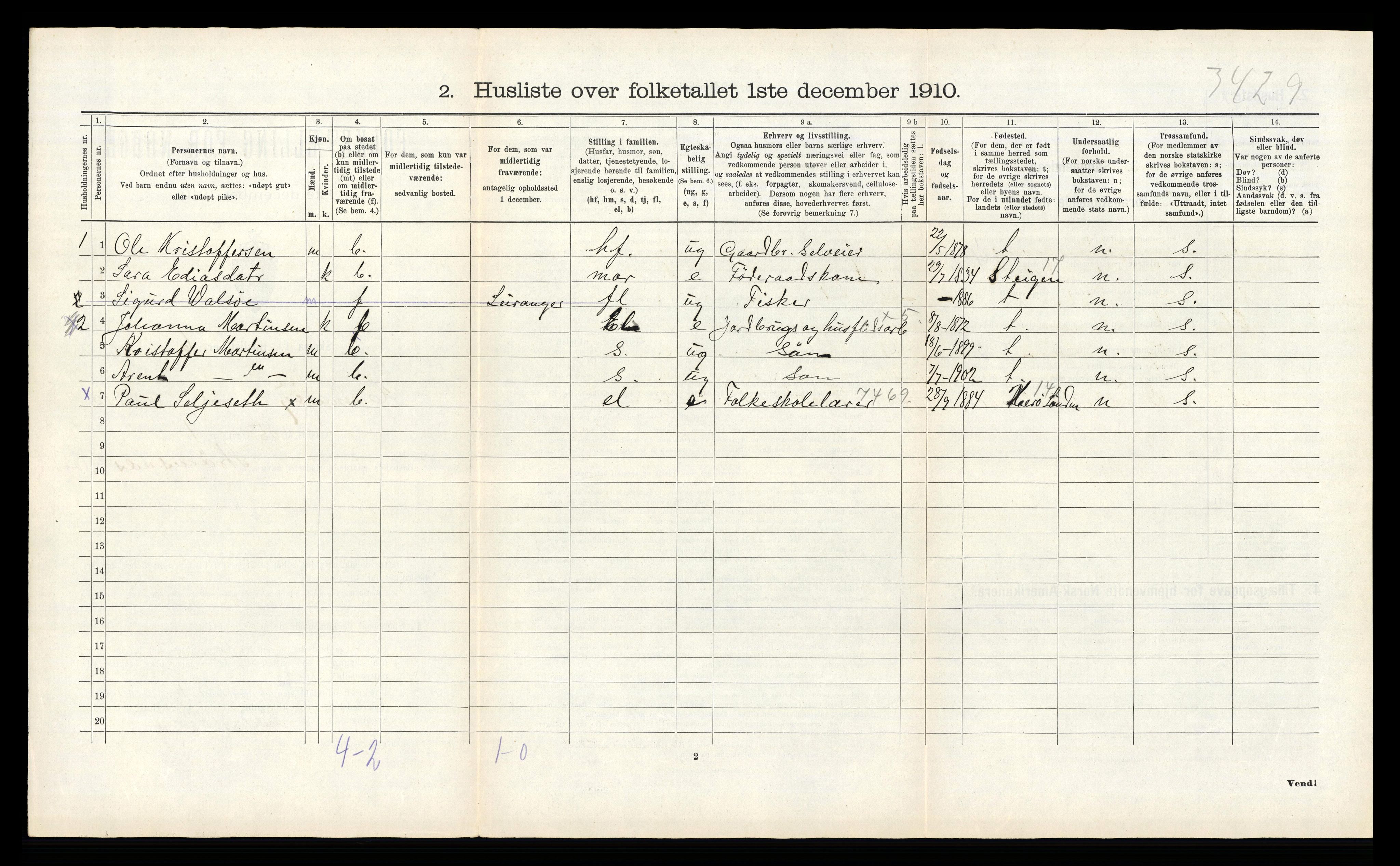 RA, 1910 census for Hamarøy, 1910, p. 1001