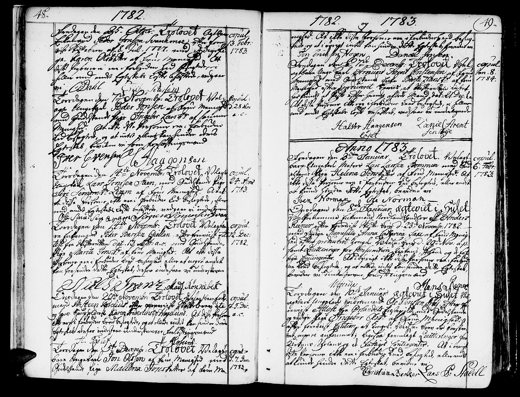 Ministerialprotokoller, klokkerbøker og fødselsregistre - Sør-Trøndelag, AV/SAT-A-1456/602/L0105: Parish register (official) no. 602A03, 1774-1814, p. 48-49
