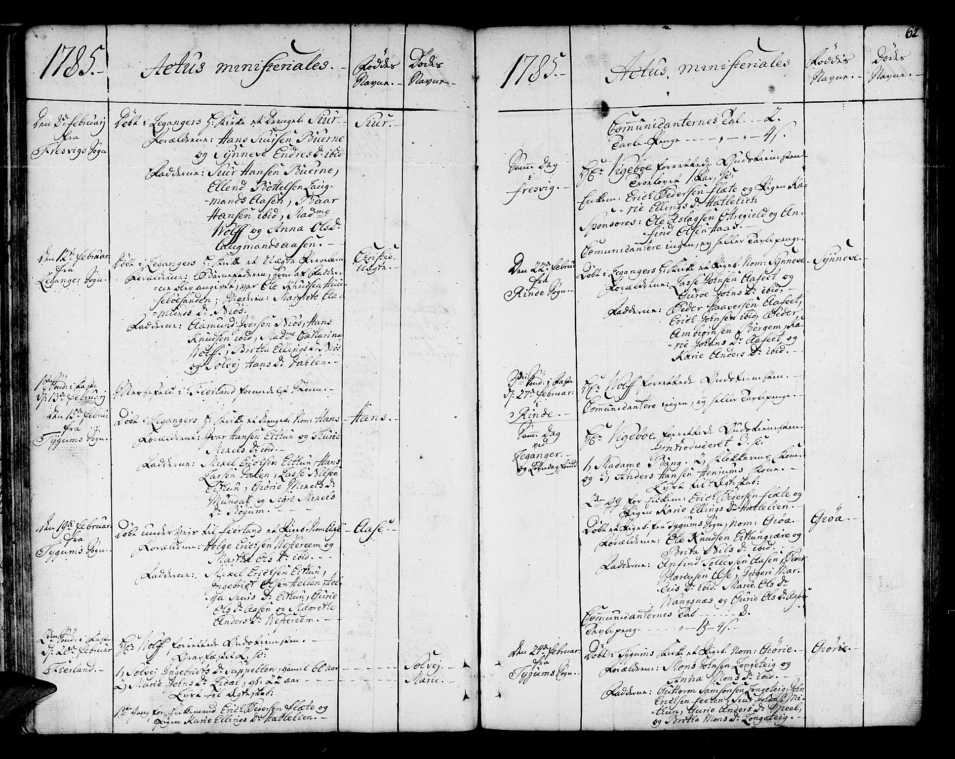 Leikanger sokneprestembete, AV/SAB-A-81001/H/Haa/Haaa/L0004: Parish register (official) no. A 4, 1770-1791, p. 62