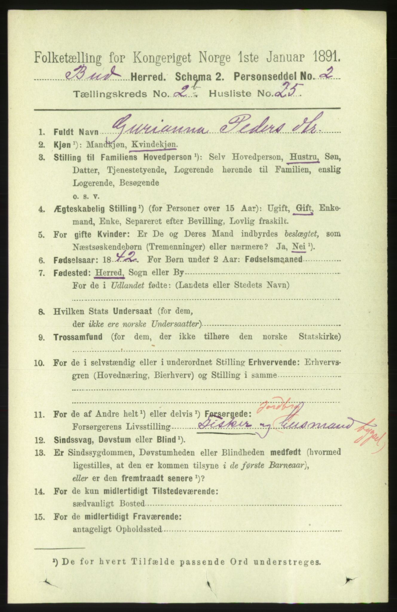 RA, 1891 census for 1549 Bud, 1891, p. 1374