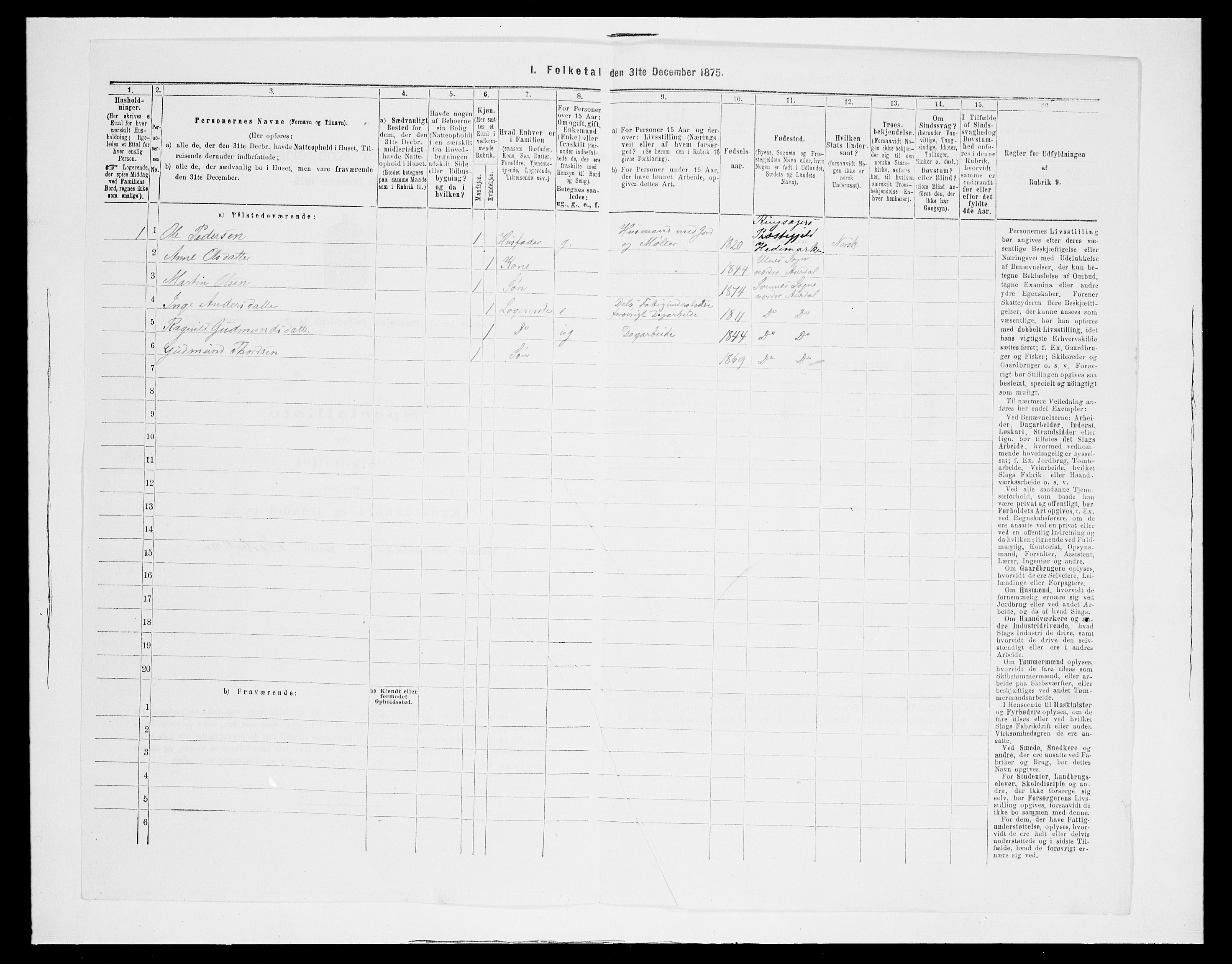 SAH, 1875 census for 0542P Nord-Aurdal, 1875, p. 1114