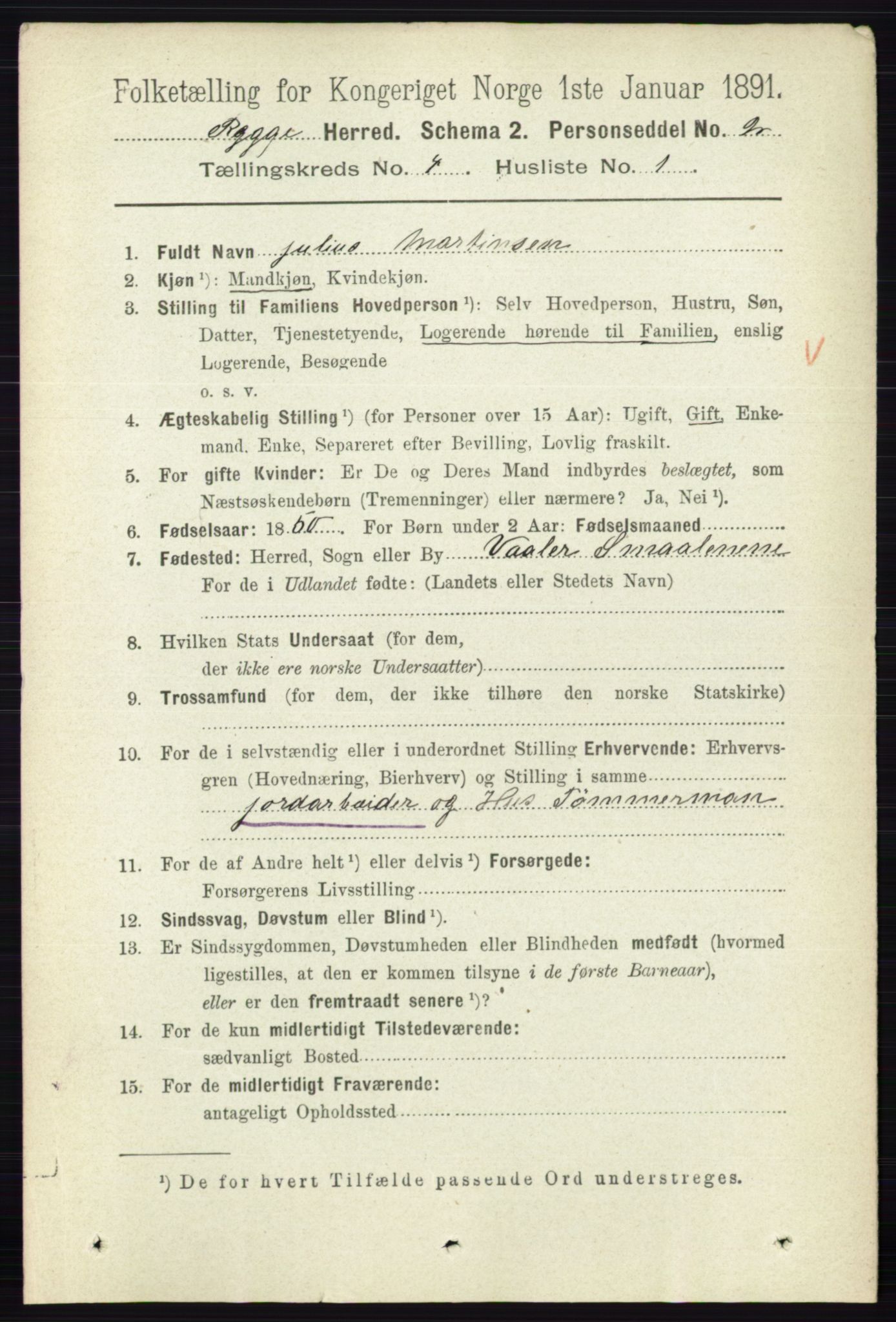 RA, 1891 census for 0136 Rygge, 1891, p. 2232