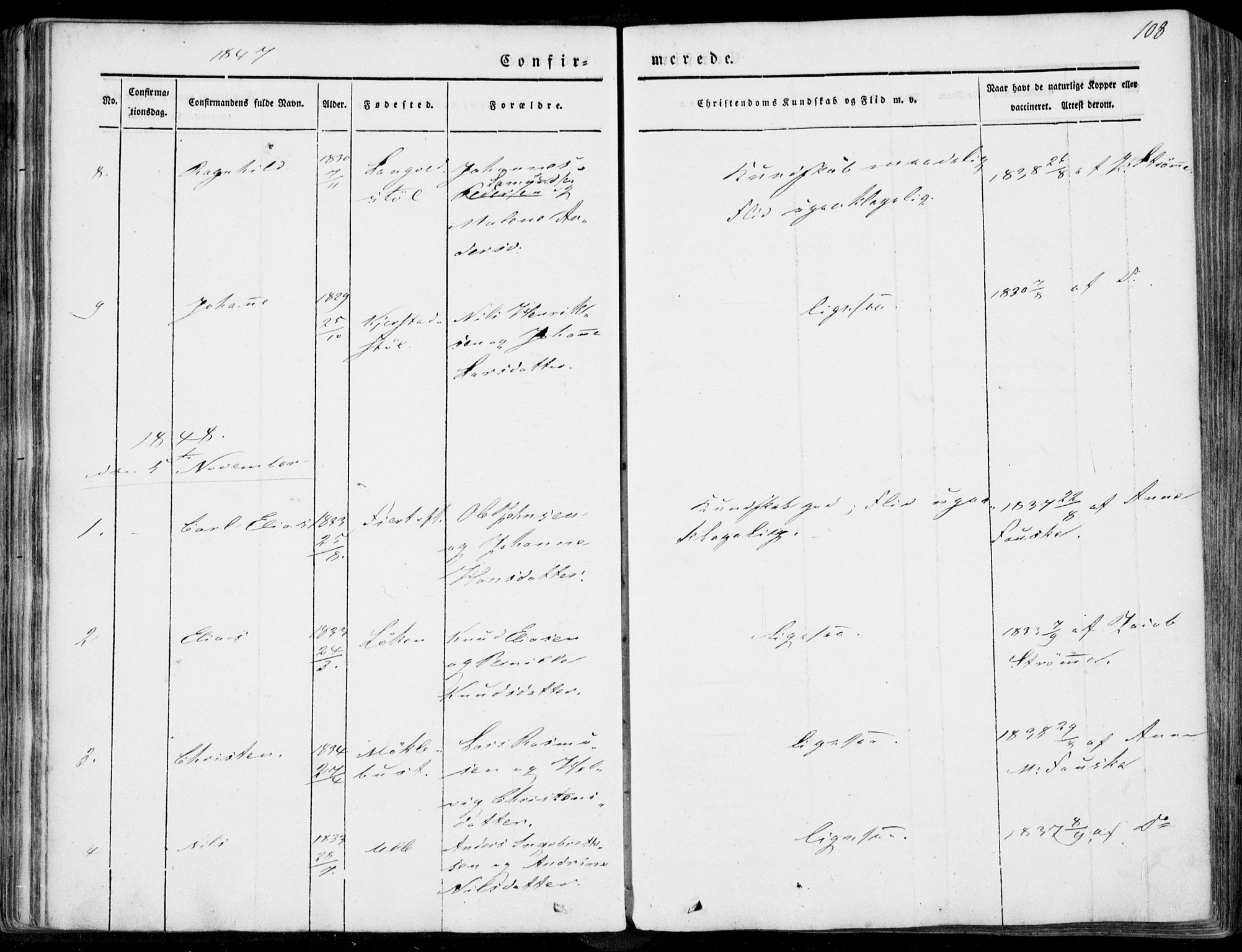 Ministerialprotokoller, klokkerbøker og fødselsregistre - Møre og Romsdal, SAT/A-1454/536/L0497: Parish register (official) no. 536A06, 1845-1865, p. 108