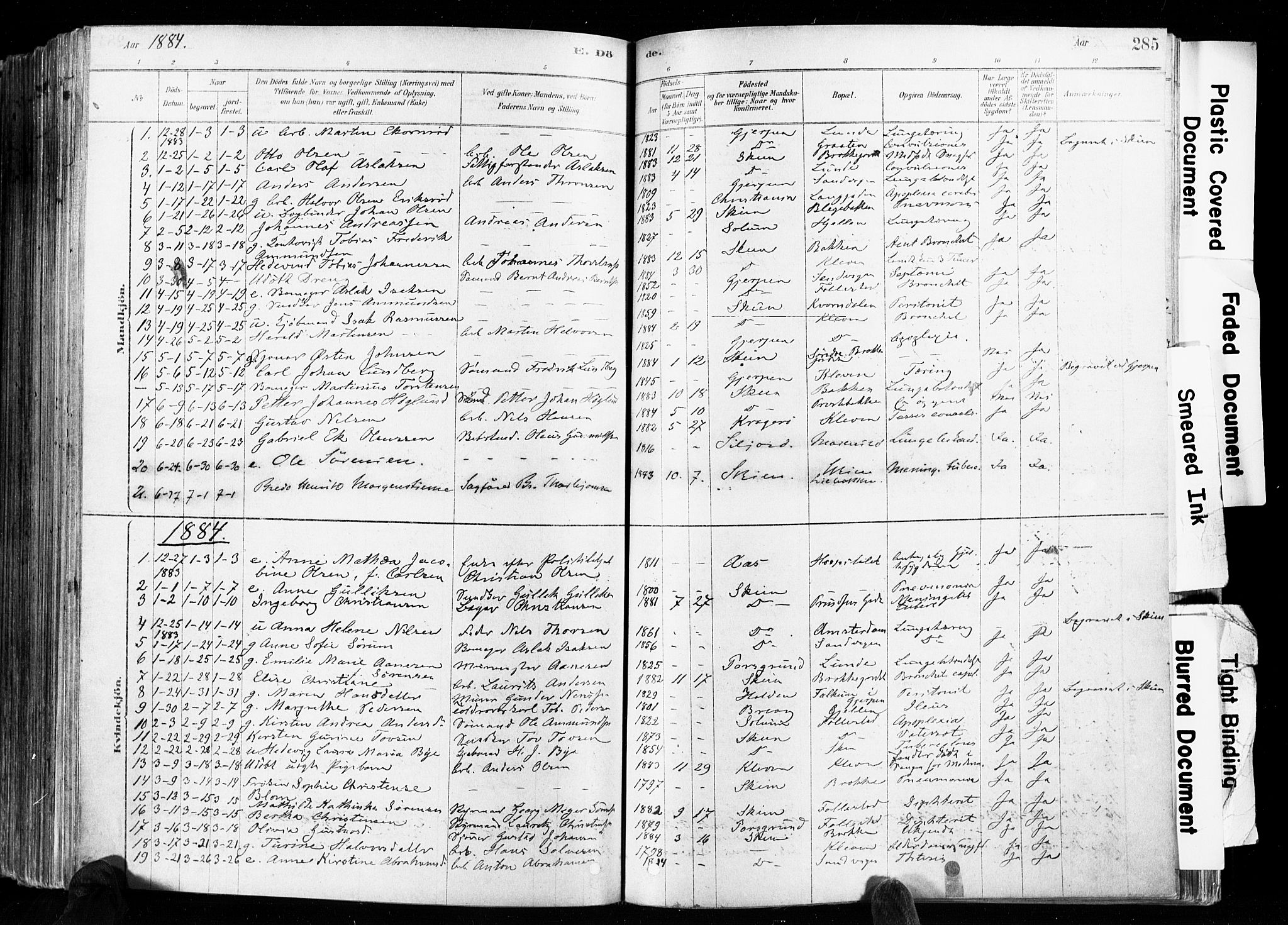 Skien kirkebøker, SAKO/A-302/F/Fa/L0009: Parish register (official) no. 9, 1878-1890, p. 285