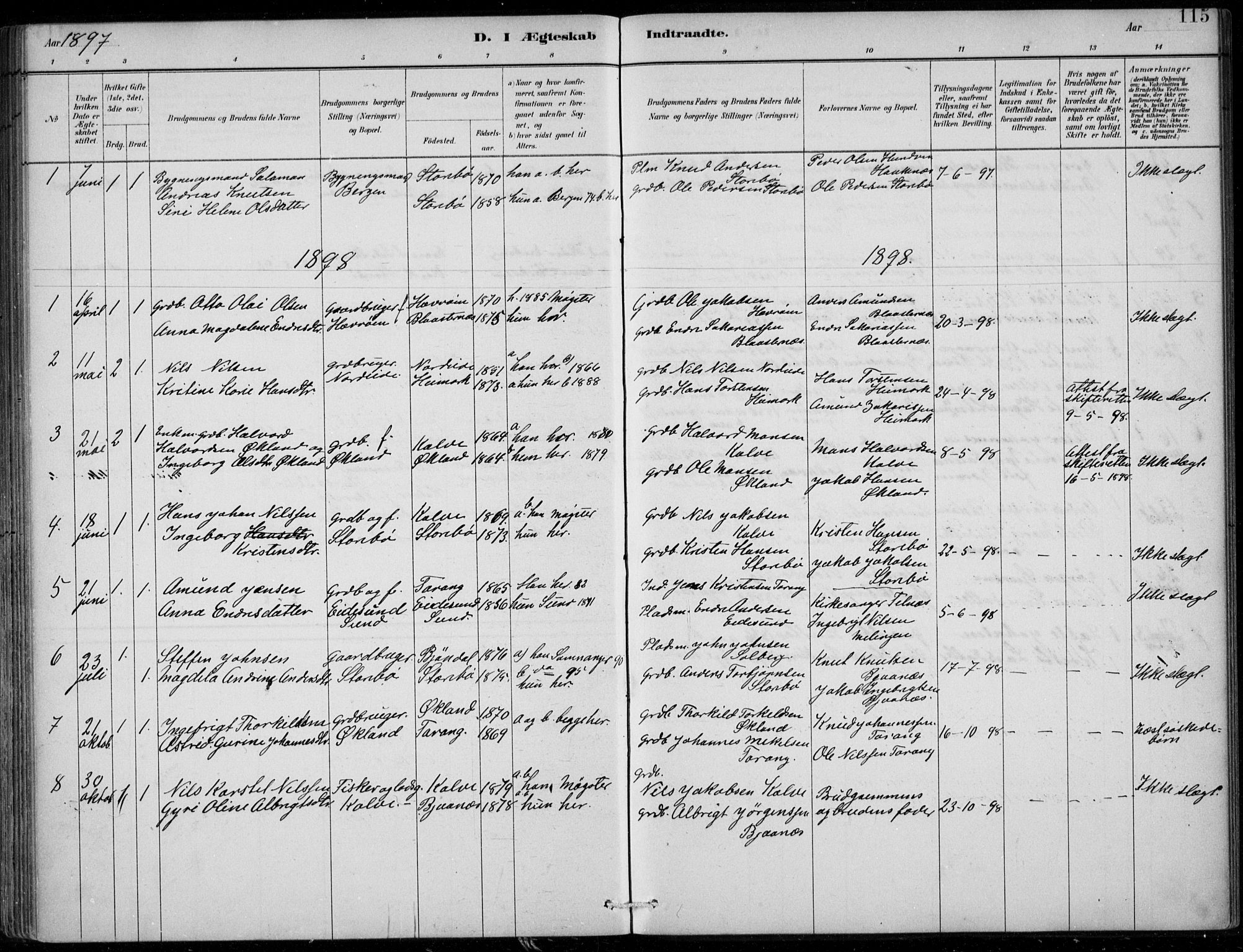 Sund sokneprestembete, SAB/A-99930: Parish register (official) no. C  1, 1882-1899, p. 115