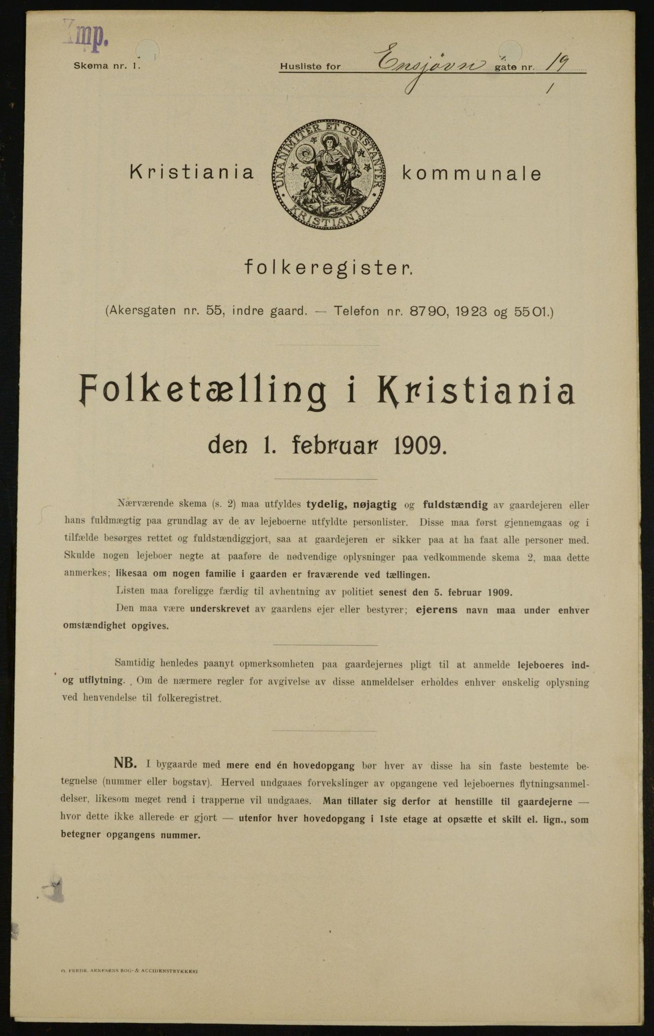 OBA, Municipal Census 1909 for Kristiania, 1909, p. 19830