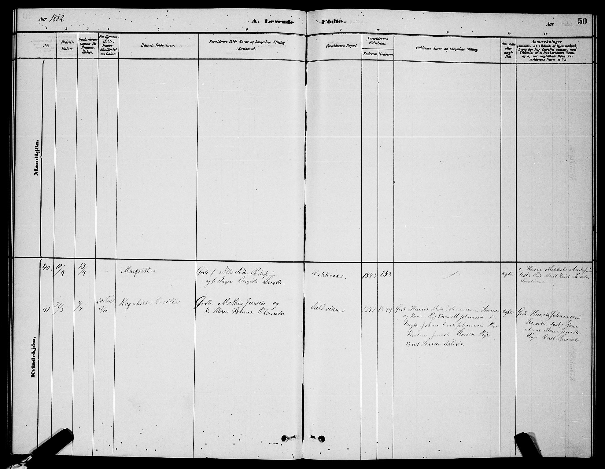 Skjervøy sokneprestkontor, AV/SATØ-S-1300/H/Ha/Hab/L0006klokker: Parish register (copy) no. 6, 1878-1888, p. 50