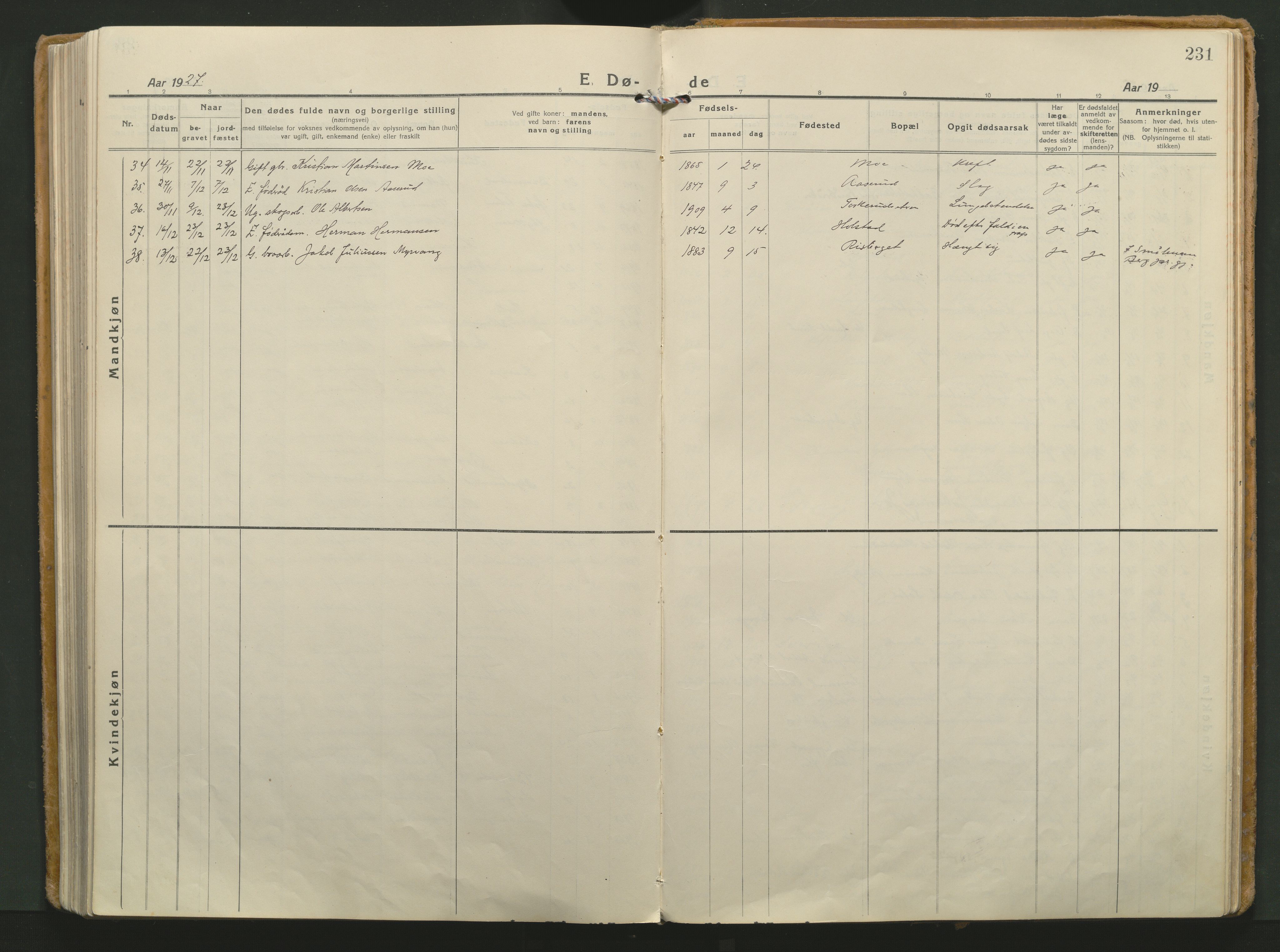 Grue prestekontor, AV/SAH-PREST-036/H/Ha/Haa/L0018: Parish register (official) no. 18, 1923-1940, p. 231