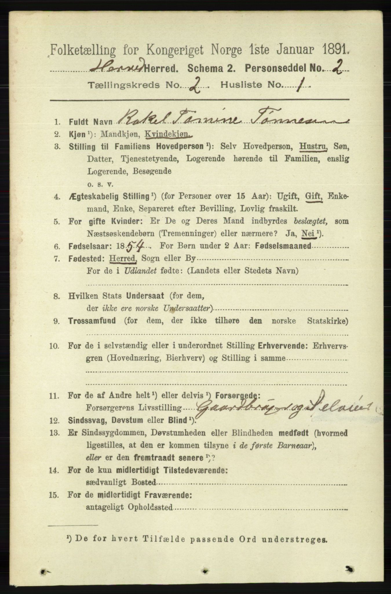 RA, 1891 census for 1039 Herad, 1891, p. 525