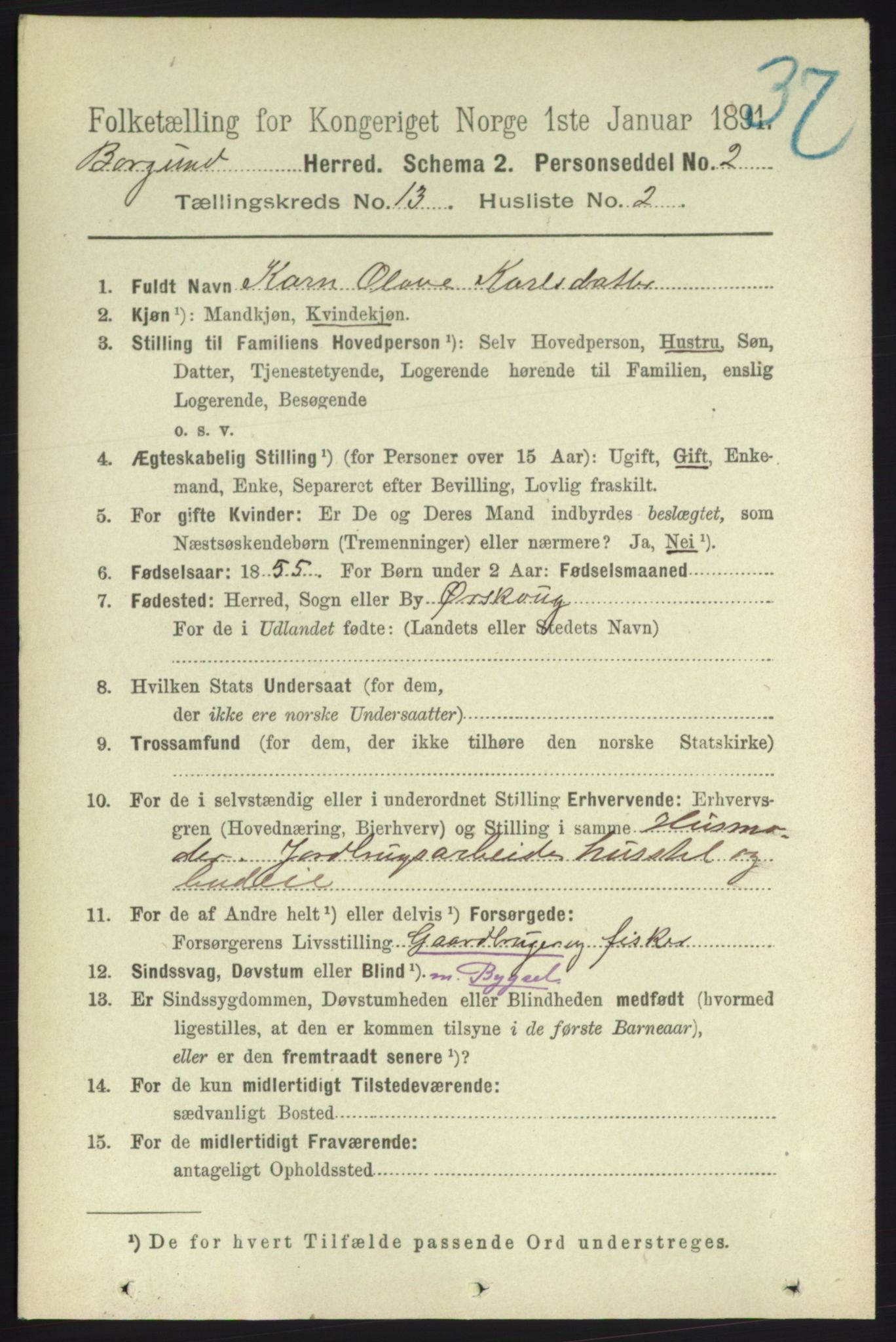 RA, 1891 census for 1531 Borgund, 1891, p. 3554