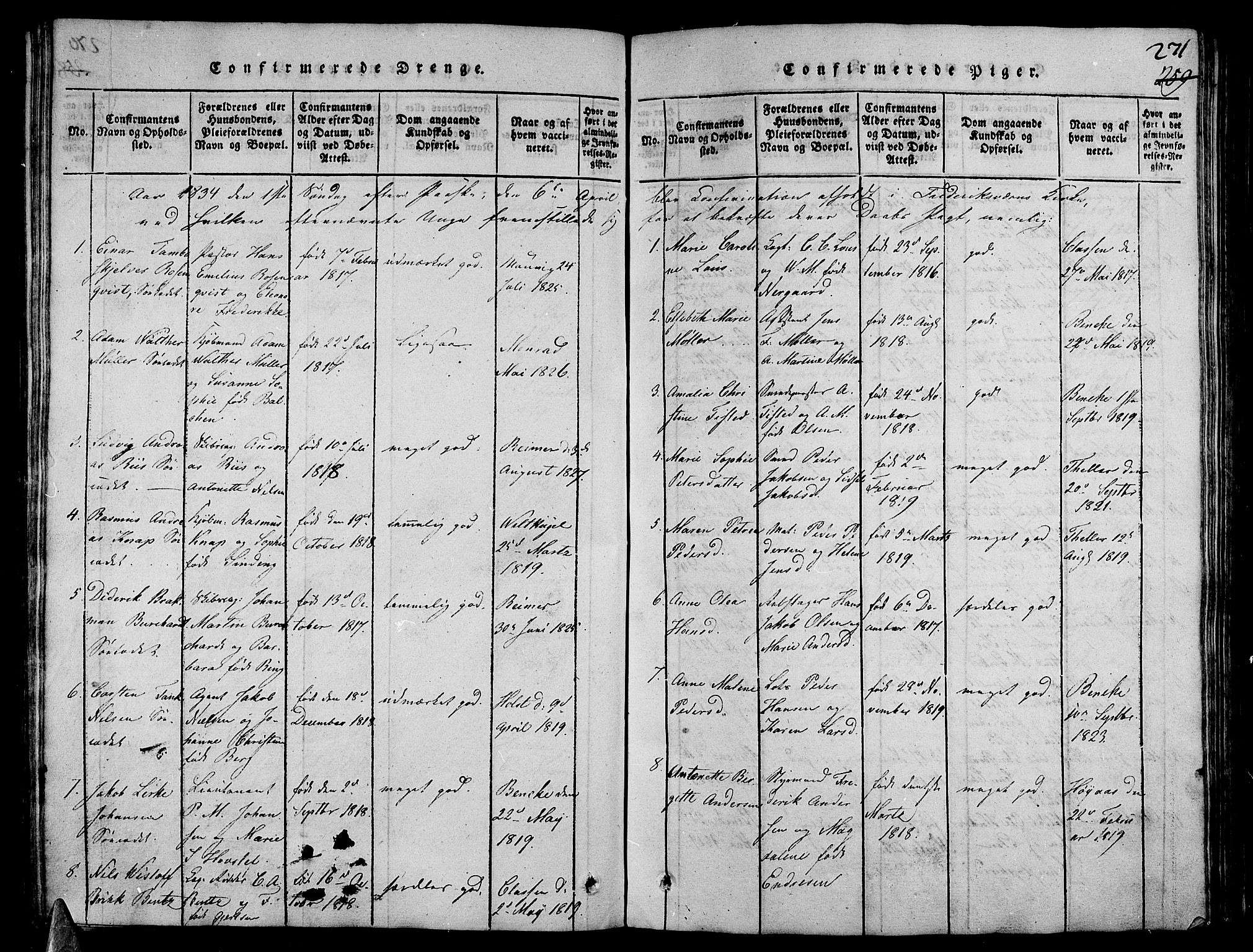 Stavern kirkebøker, AV/SAKO-A-318/G/Ga/L0001: Parish register (copy) no. 1, 1817-1841, p. 271