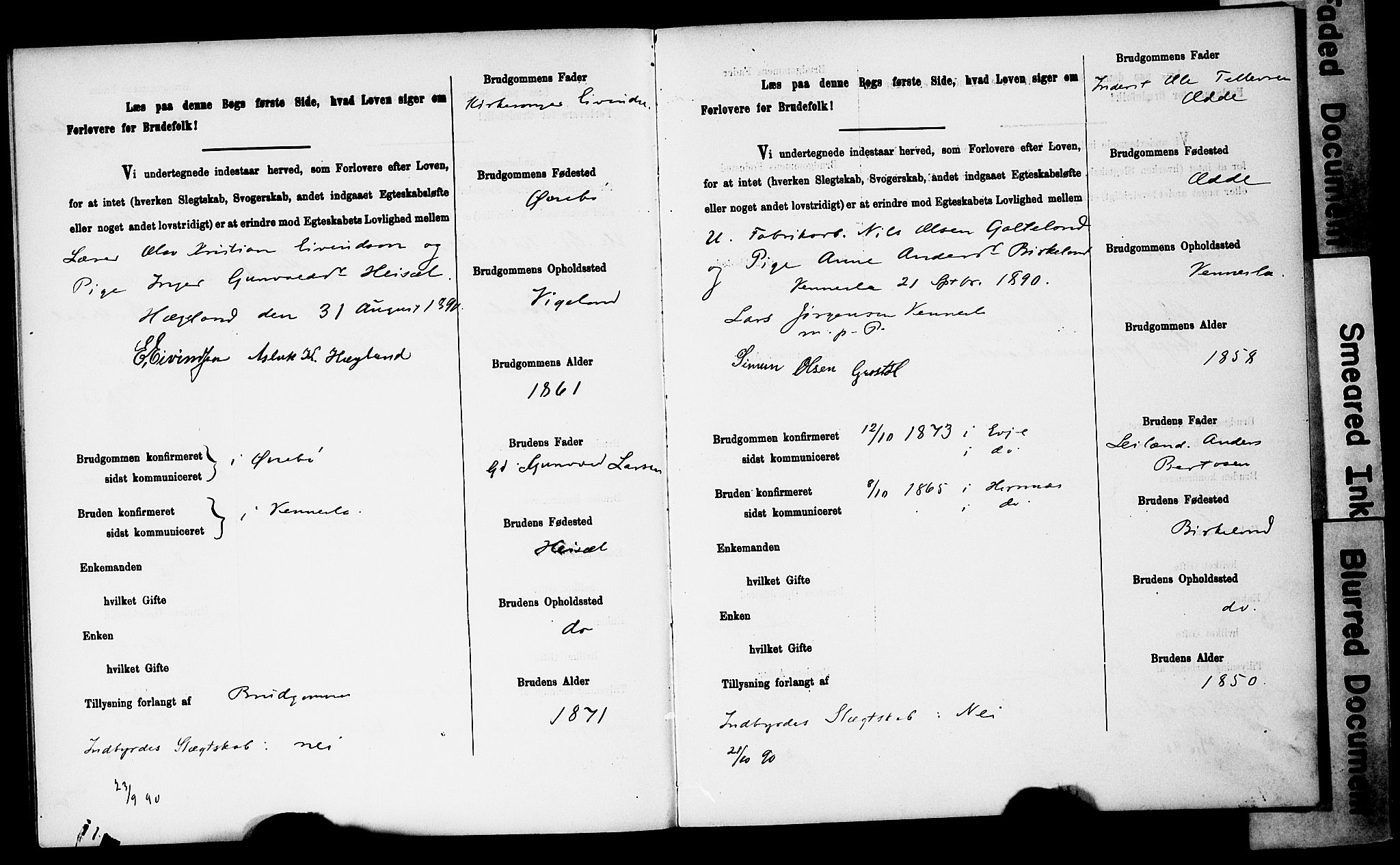 Vennesla sokneprestkontor, AV/SAK-1111-0045/J/L0032/0003: Banns register no. II 5 1, 1886-1892, p. 53