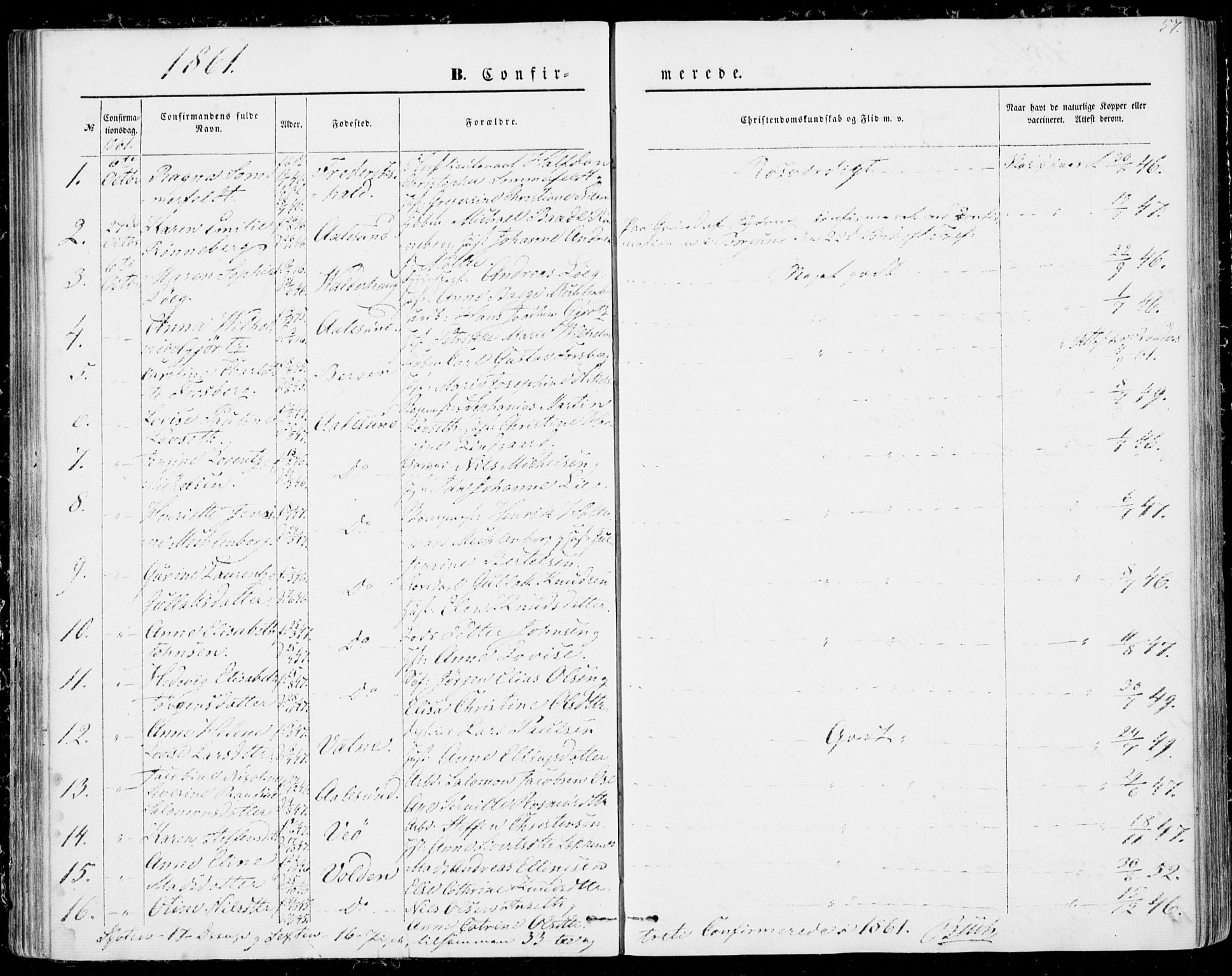 Ministerialprotokoller, klokkerbøker og fødselsregistre - Møre og Romsdal, SAT/A-1454/529/L0451: Parish register (official) no. 529A01, 1855-1863, p. 57