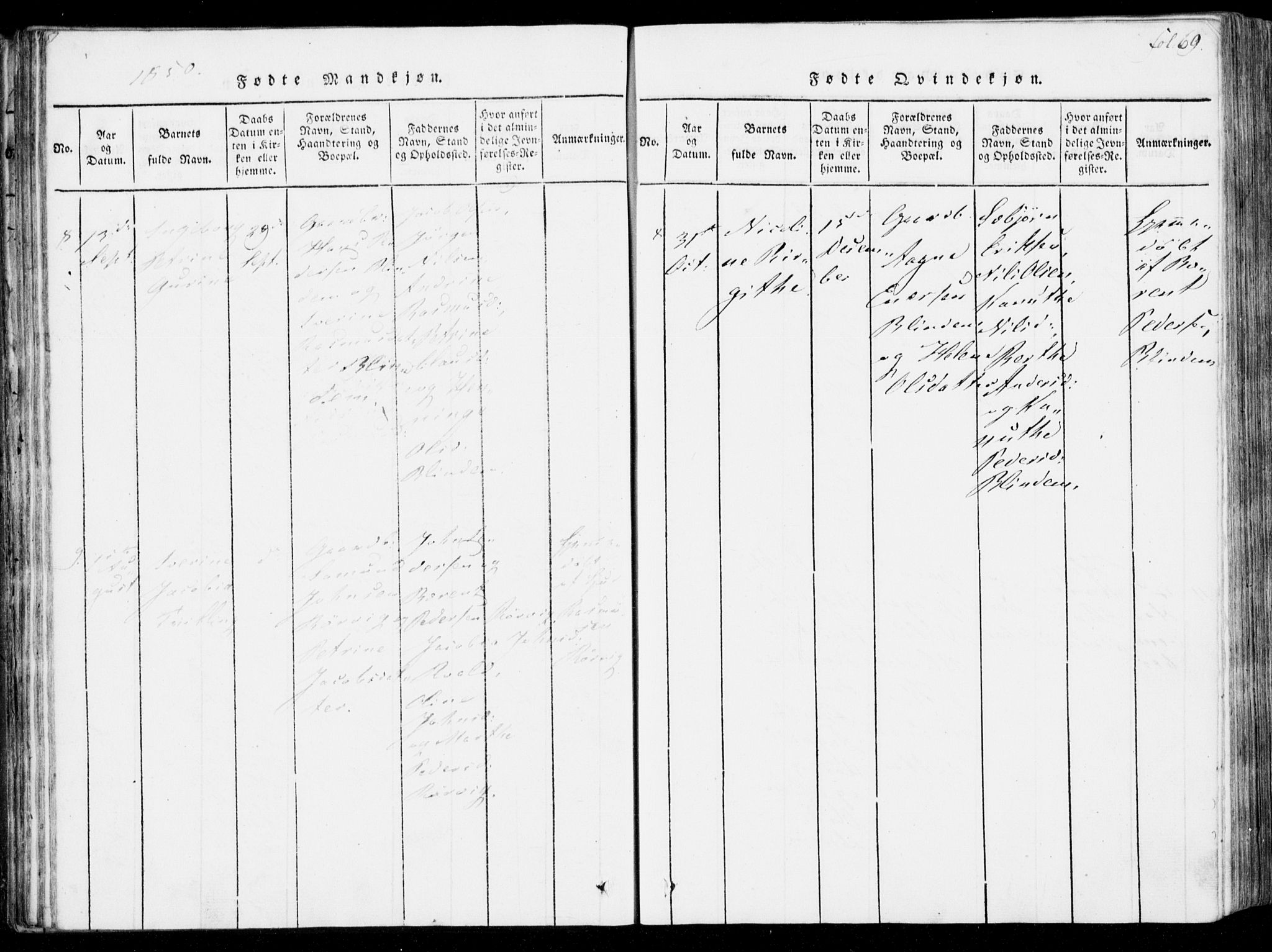 Ministerialprotokoller, klokkerbøker og fødselsregistre - Møre og Romsdal, SAT/A-1454/537/L0517: Parish register (official) no. 537A01, 1818-1862, p. 69