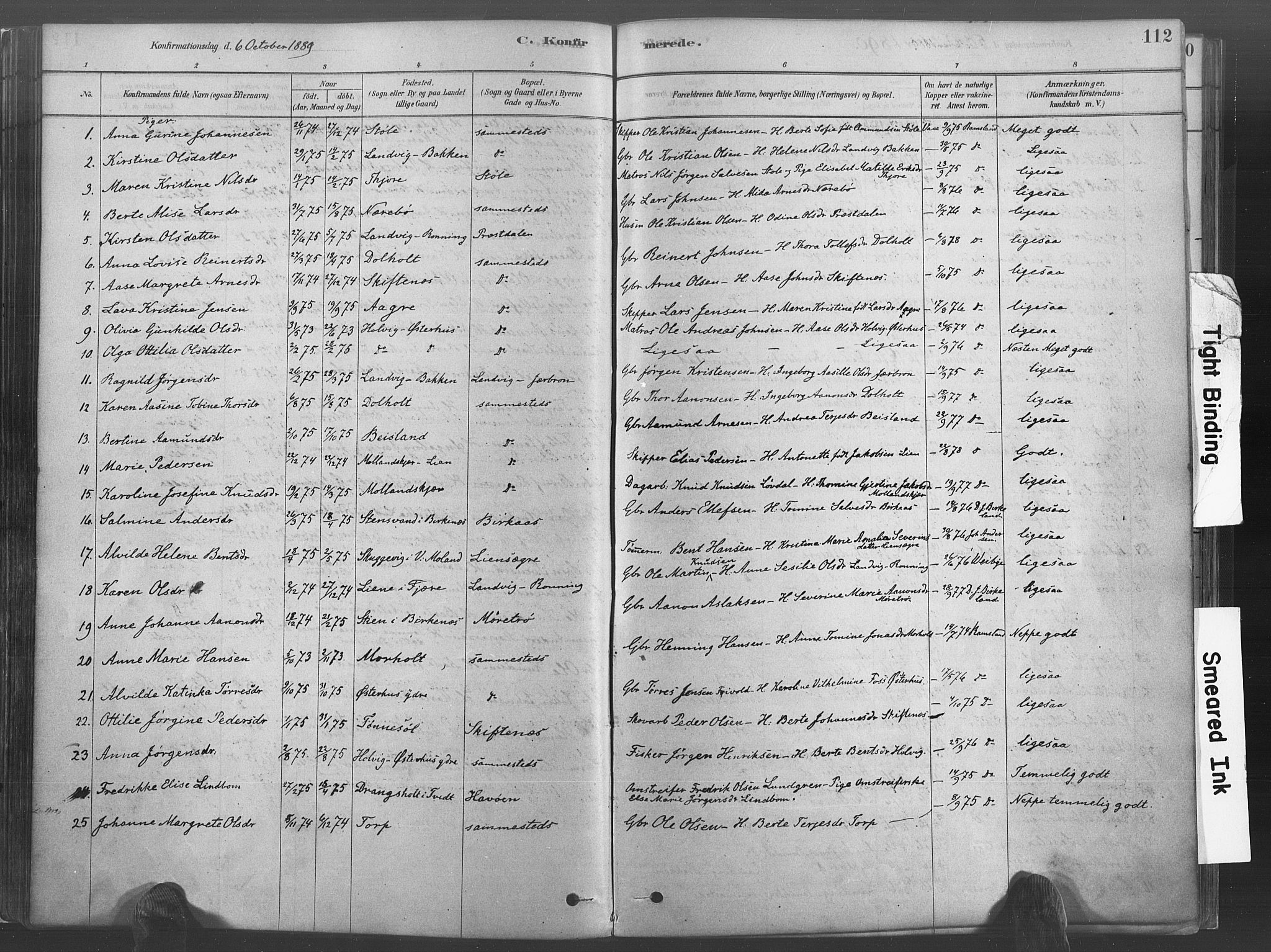 Hommedal sokneprestkontor, SAK/1111-0023/F/Fa/Fab/L0006: Parish register (official) no. A 6, 1878-1897, p. 112