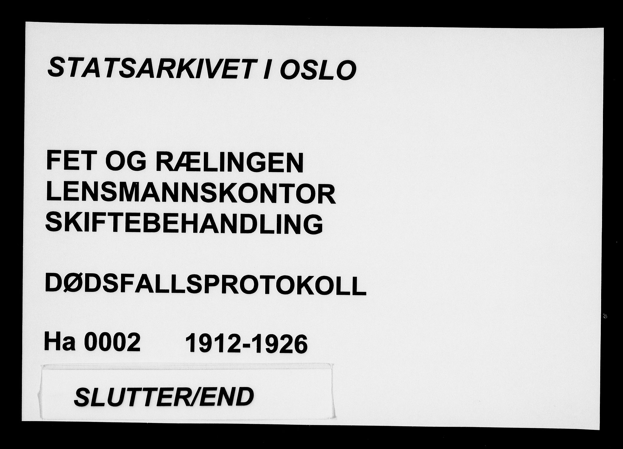 Fet og Rælingen lensmannskontor, SAO/A-10769/H/Ha/L0002: Dødsfallsprotokoll, 1912-1926