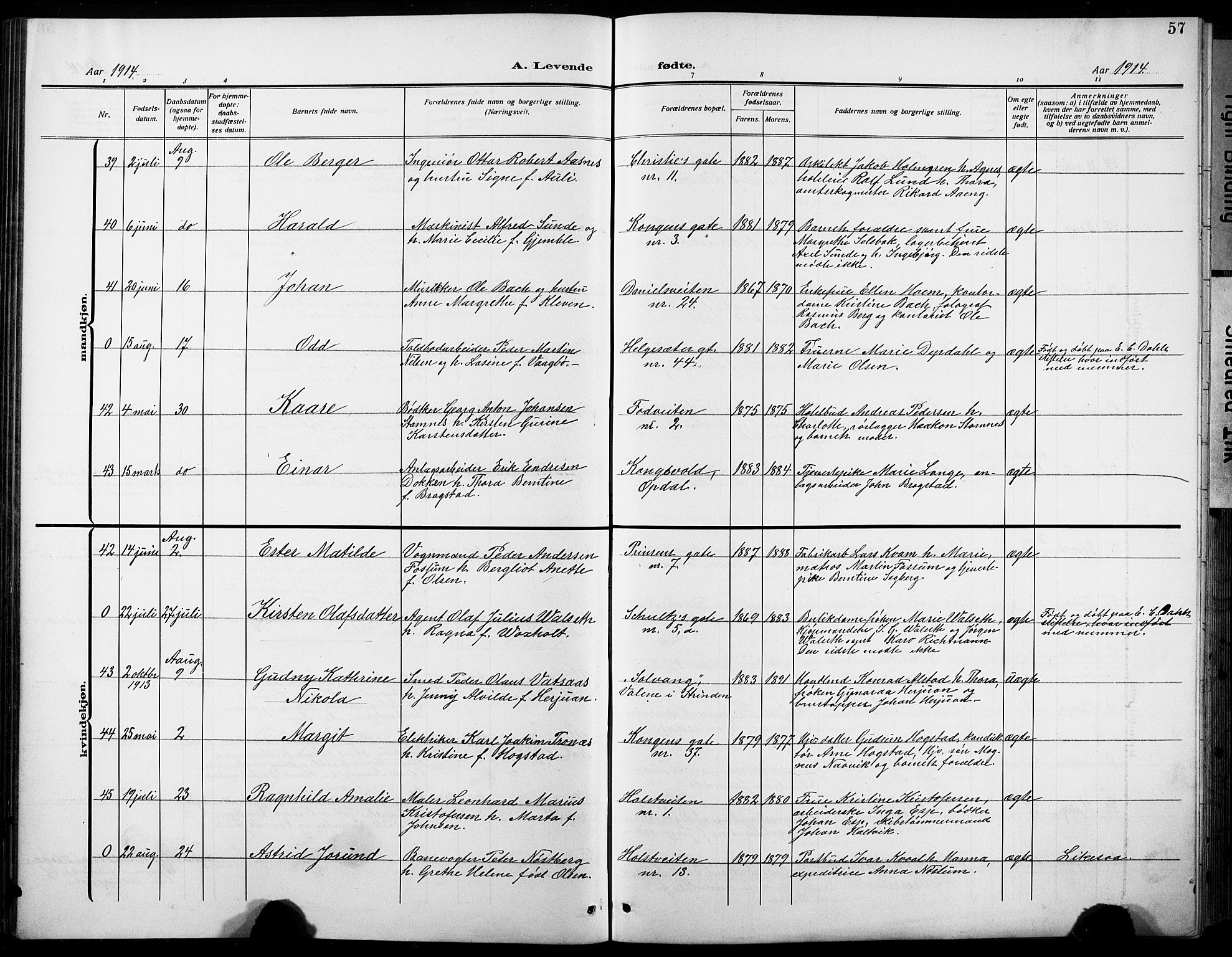 Ministerialprotokoller, klokkerbøker og fødselsregistre - Sør-Trøndelag, AV/SAT-A-1456/601/L0096: Parish register (copy) no. 601C14, 1911-1931, p. 57