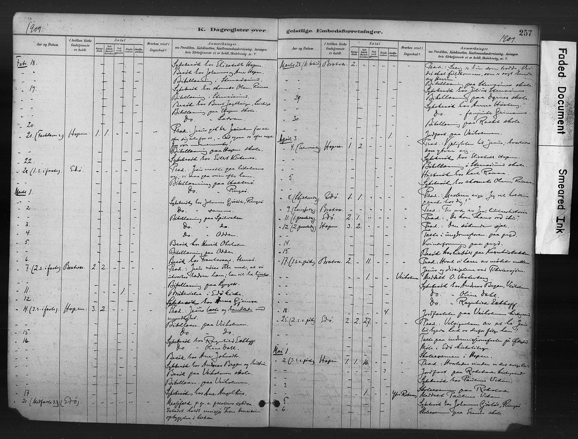 Ministerialprotokoller, klokkerbøker og fødselsregistre - Møre og Romsdal, AV/SAT-A-1454/583/L0954: Parish register (official) no. 583A01, 1880-1906, p. 257