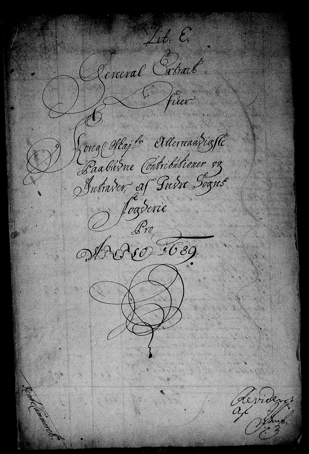 Rentekammeret inntil 1814, Reviderte regnskaper, Stiftamtstueregnskaper, Bergen stiftamt, AV/RA-EA-6043/R/Rc/L0091: Bergen stiftamt, 1689