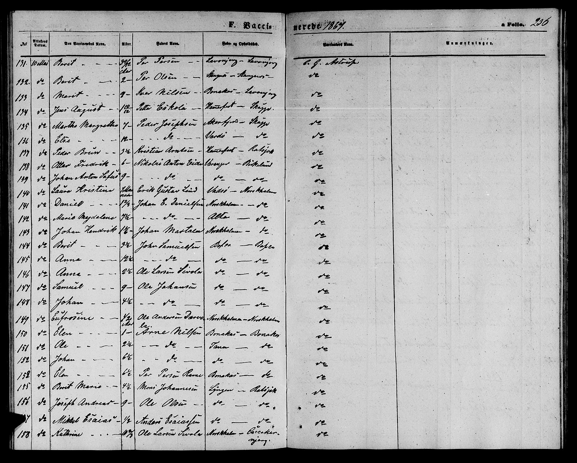 Tana sokneprestkontor, AV/SATØ-S-1334/H/Hb/L0002klokker: Parish register (copy) no. 2 /1, 1866-1877, p. 236