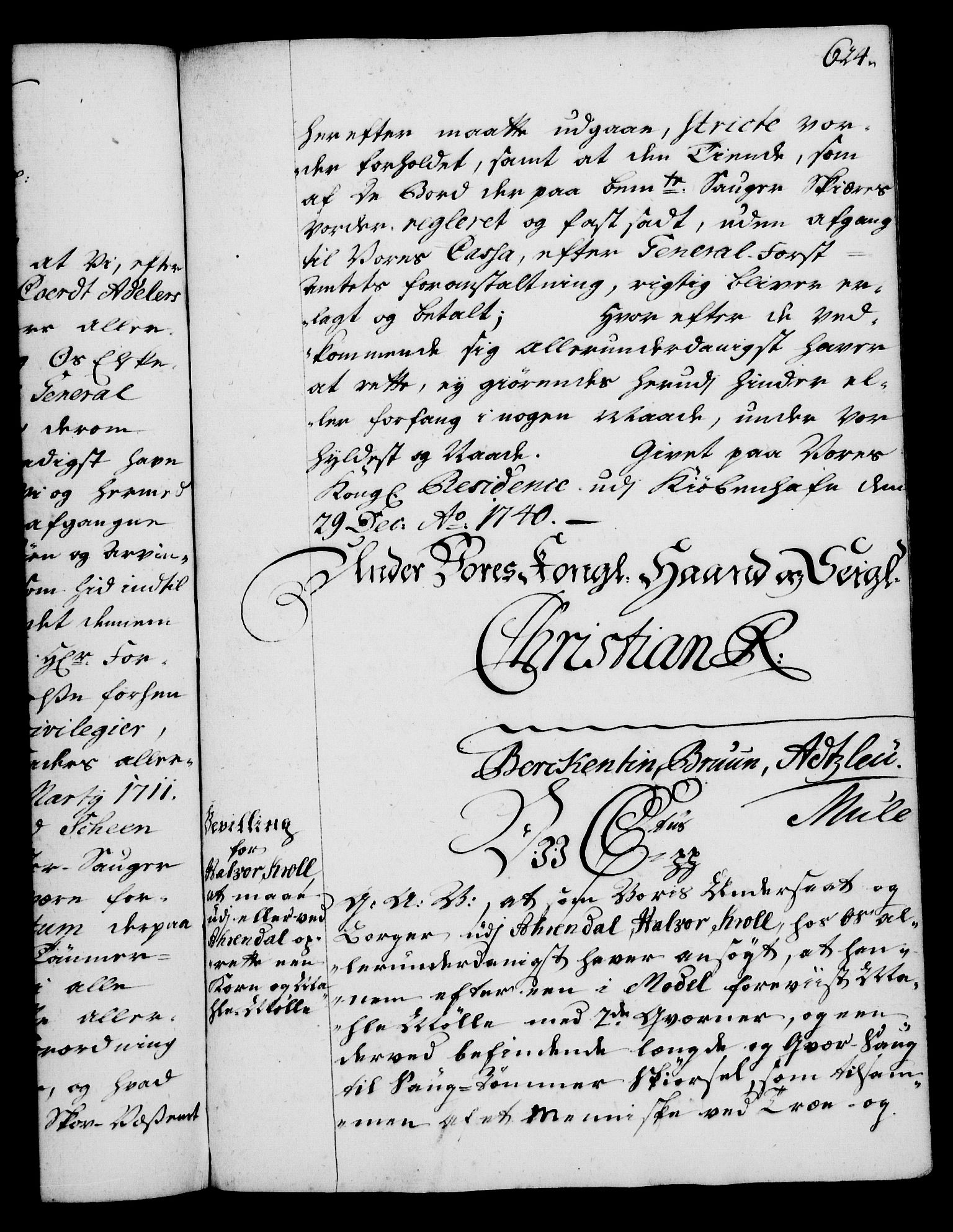 Rentekammeret, Kammerkanselliet, RA/EA-3111/G/Gg/Gga/L0004: Norsk ekspedisjonsprotokoll med register (merket RK 53.4), 1734-1741, p. 624